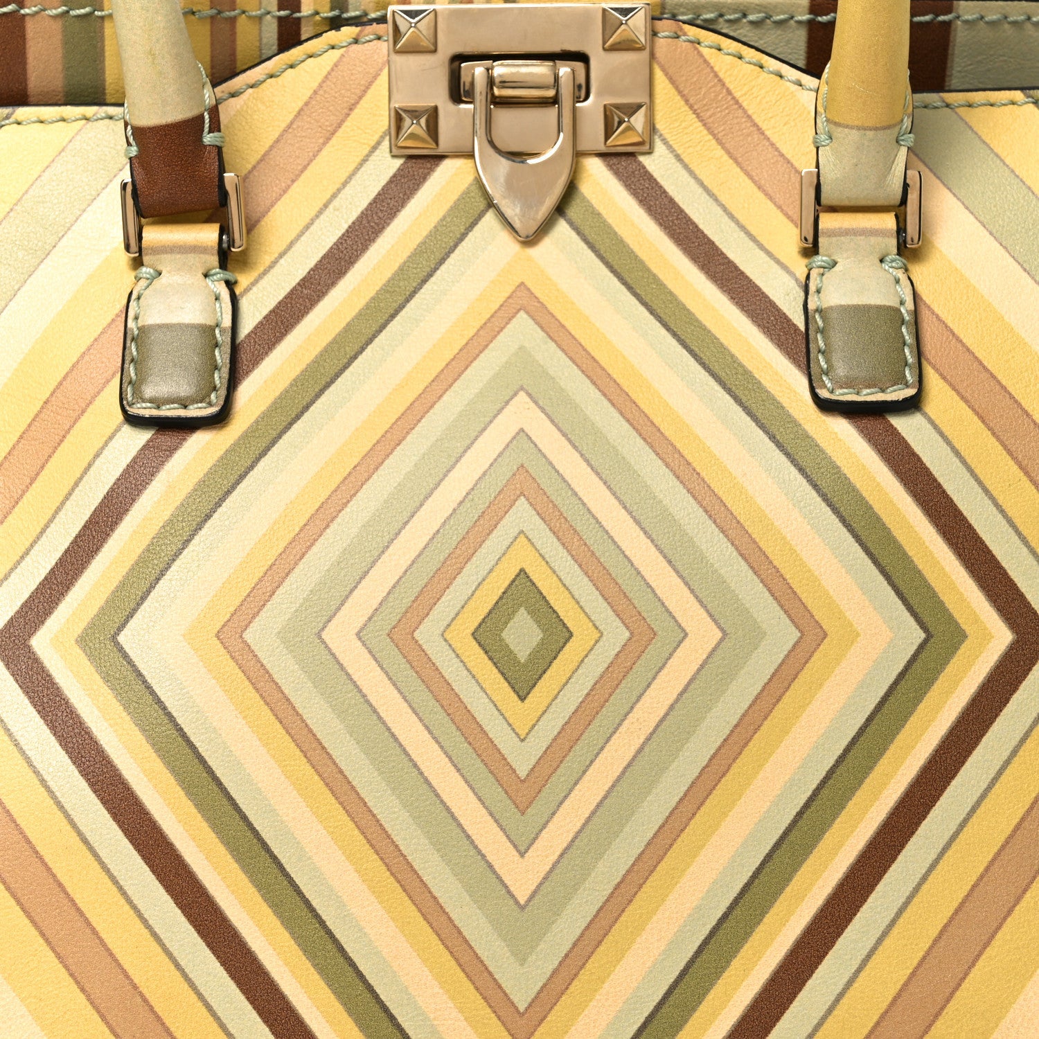 Vitello Native Couture 1975 Small Rockstud Double Handle Tote Multicolor