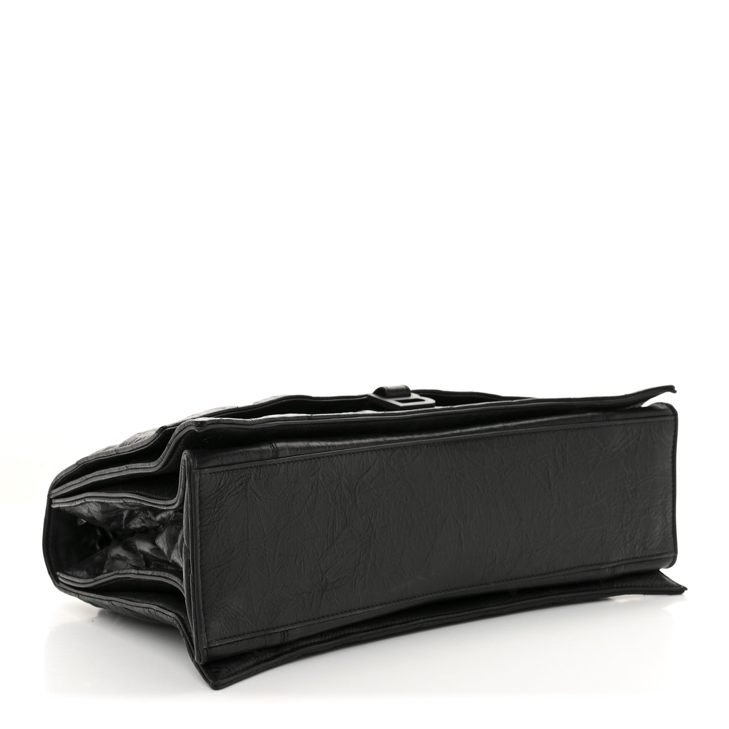 Crushed Calfskin Quilted Matte Black Hardware Large Crush Chain Bag Black