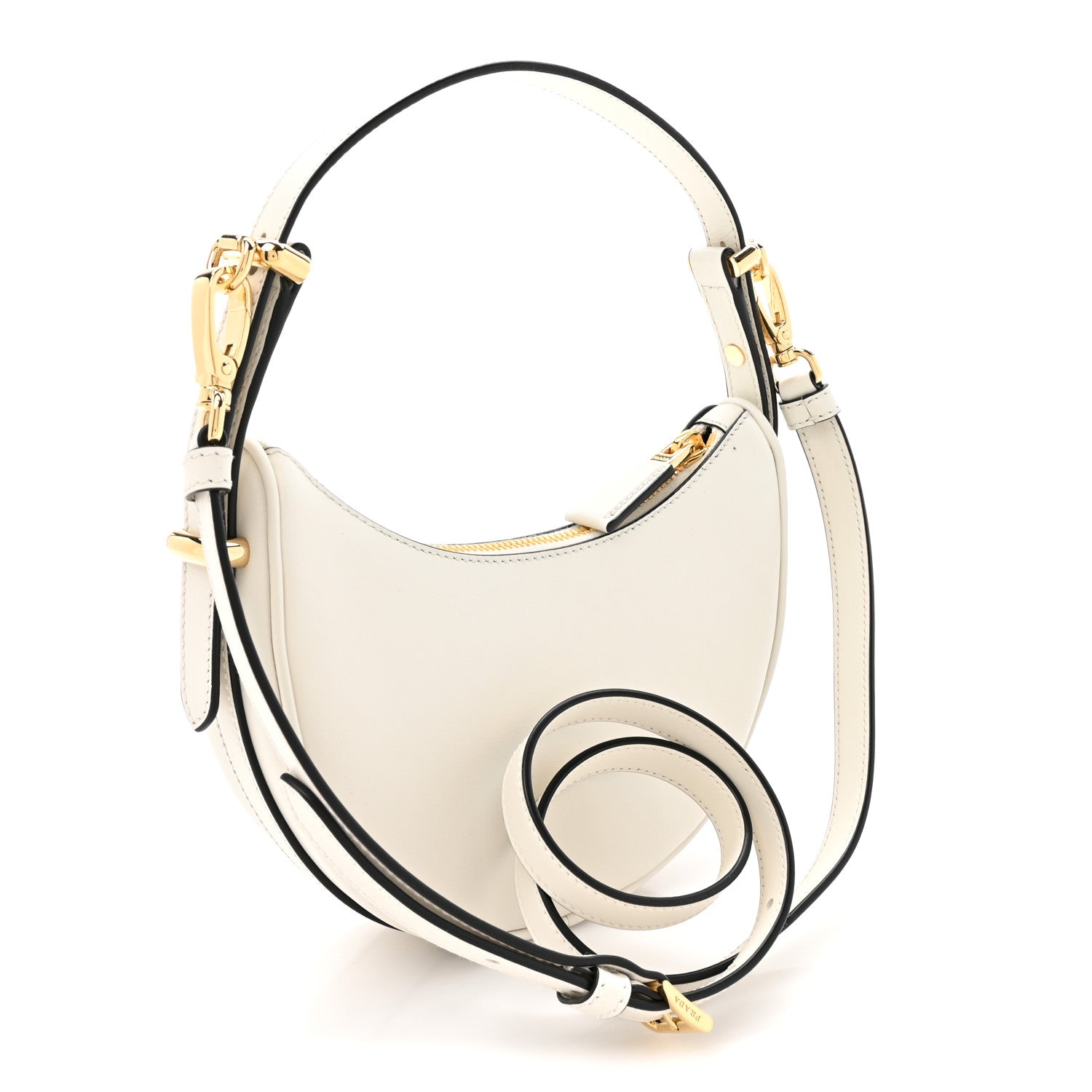 Soft Calfskin Small Arque Shoulder Bag White