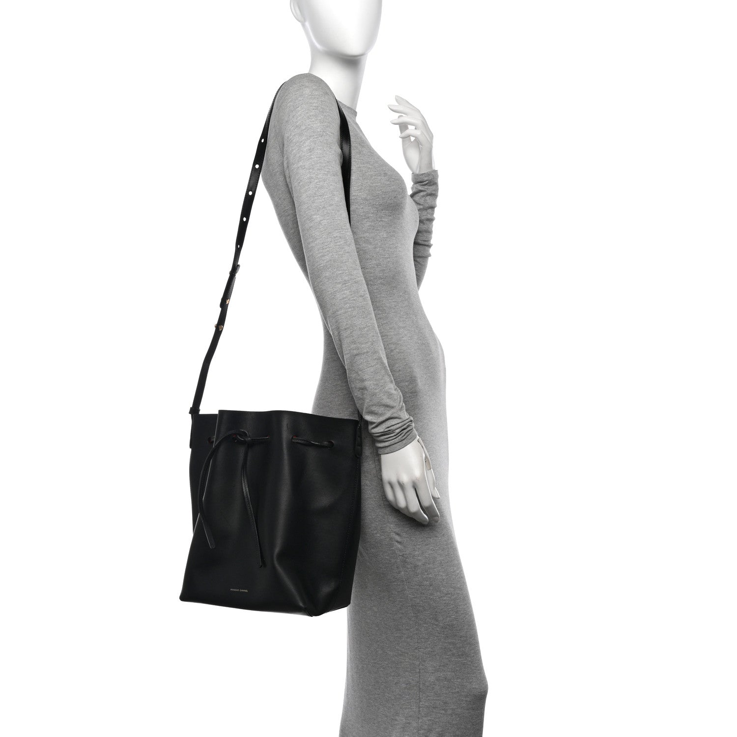 Vegetable Tanned Calfskin Bucket Bag Black Flamma