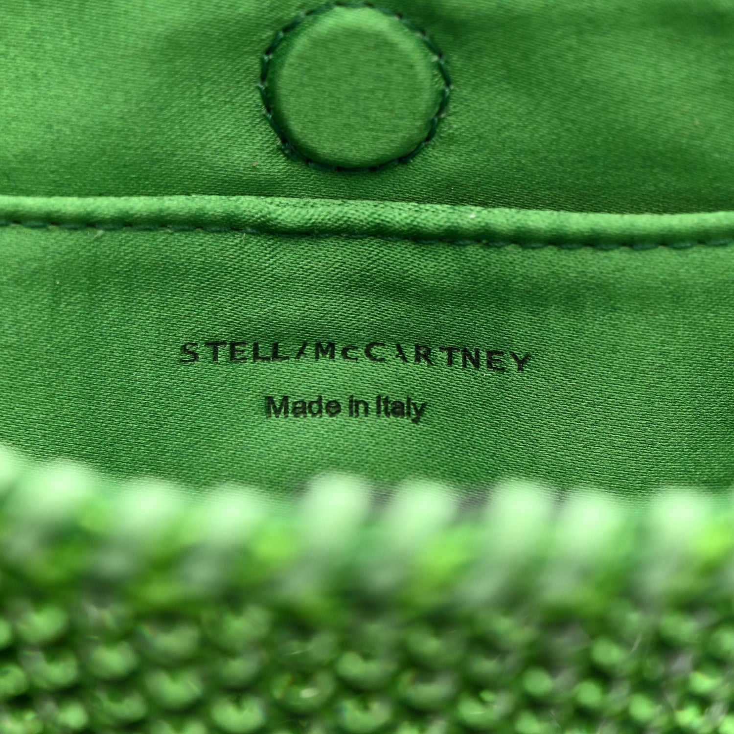 Mesh Crystal Mini Falabella Crossbody Bag Green