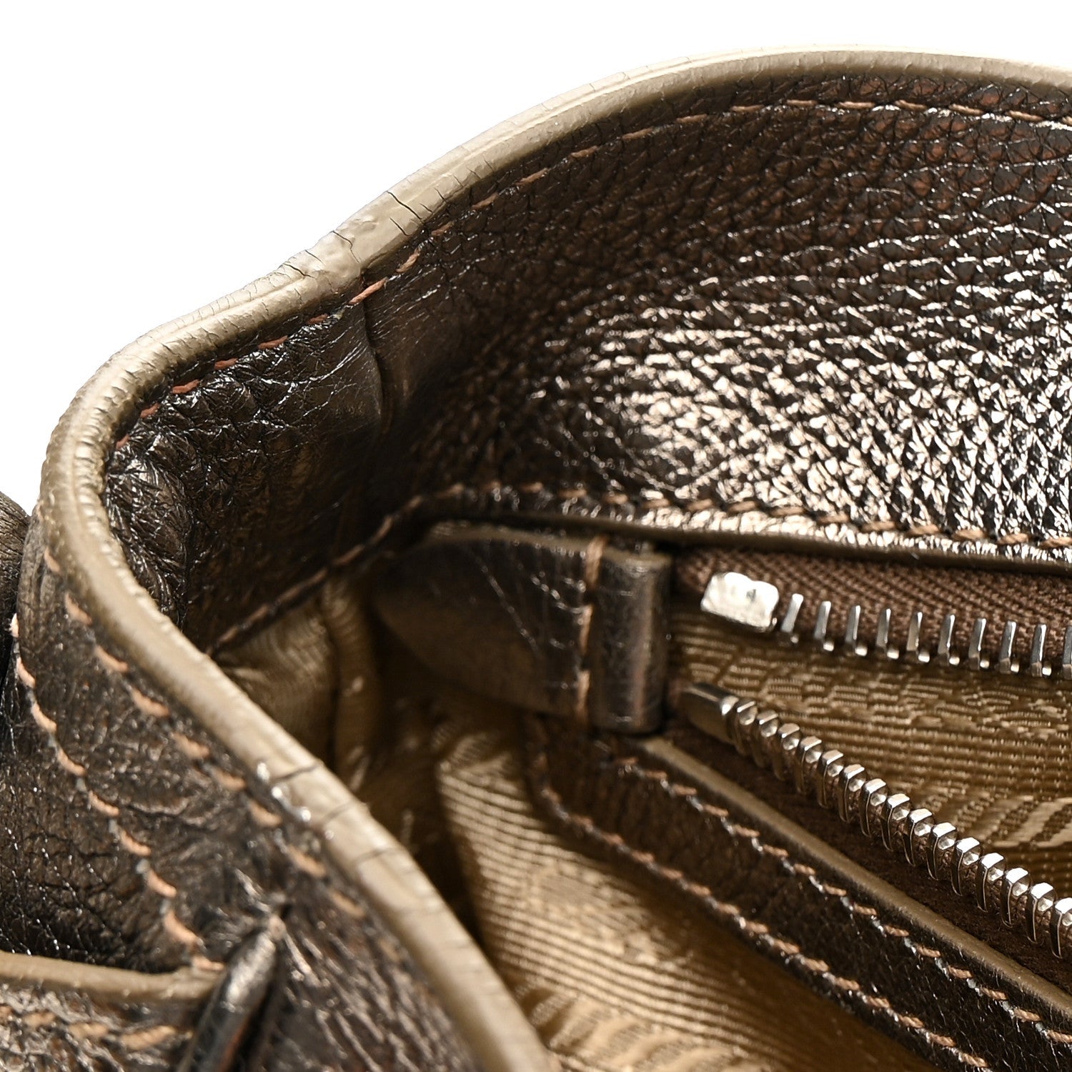 Metallic Vitello Daino Pushlock Shoulder Bag Peltro