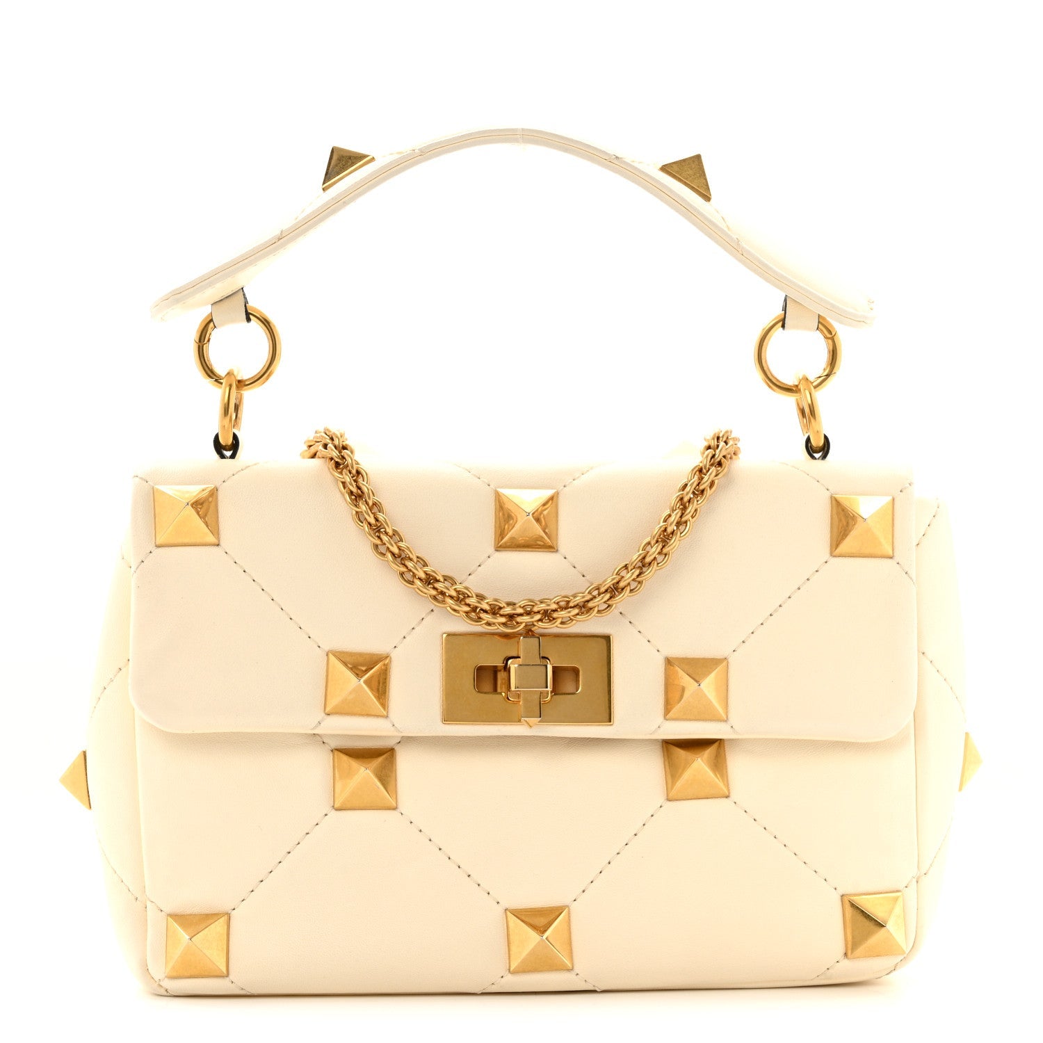 Nappa Medium Roman Stud Shoulder Bag Ivory