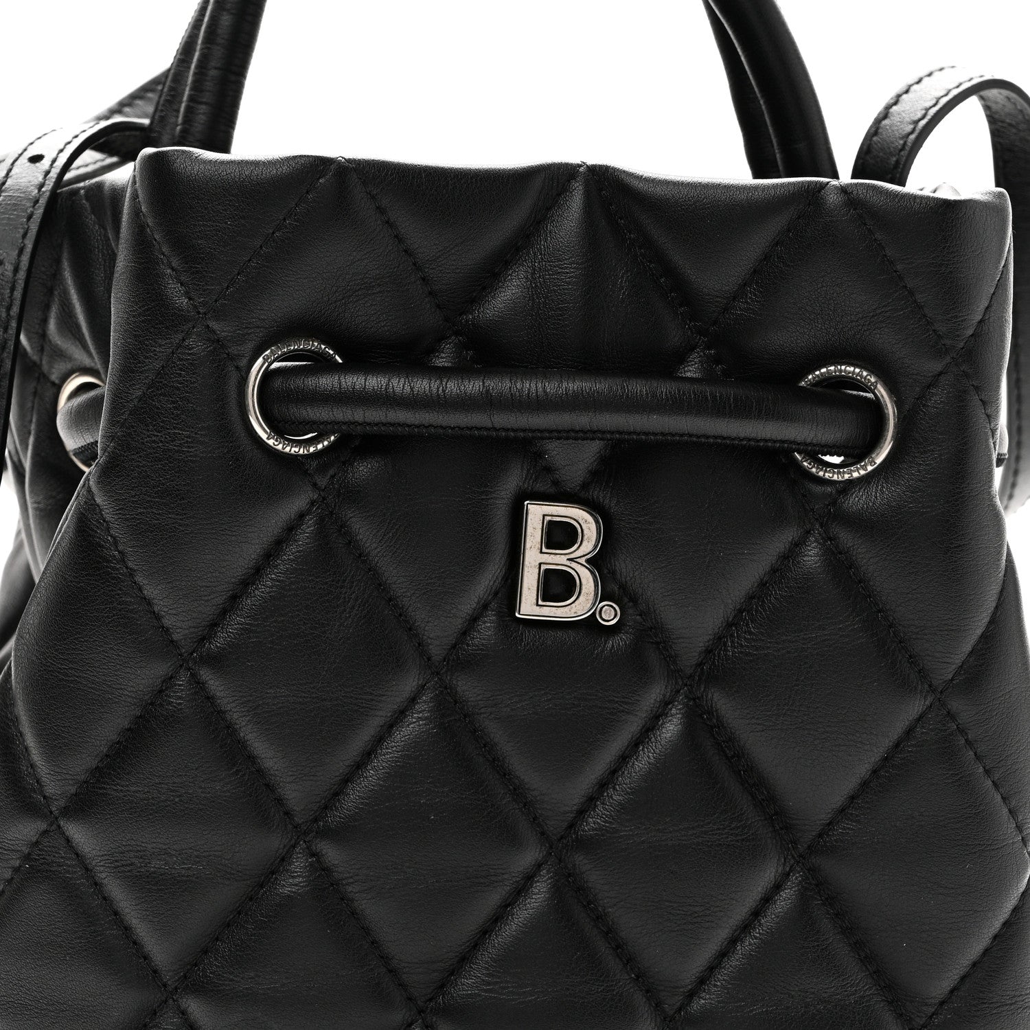 Nappa Calfskin Quilted Touch B Bucket Bag Black