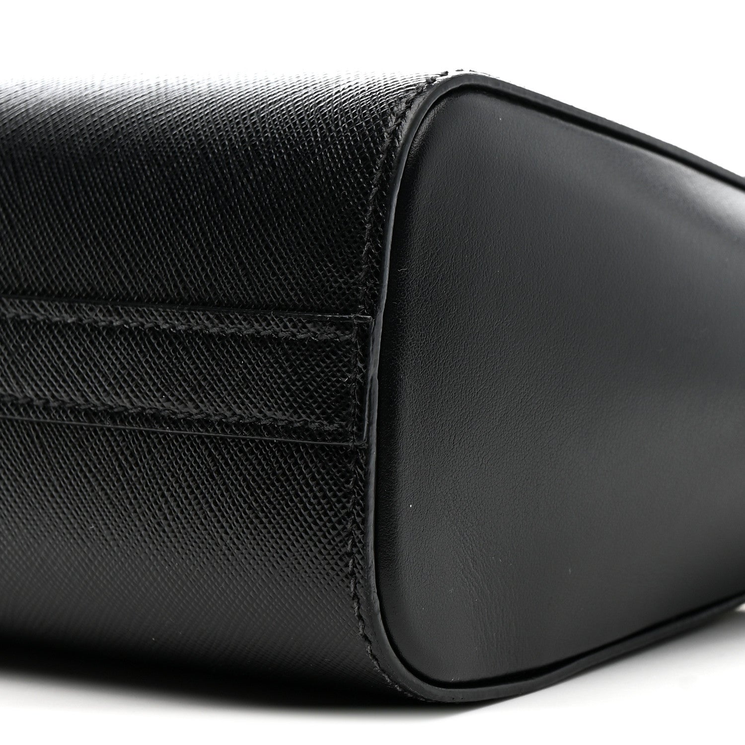 Saffiano Soft Calfskin Mini Zippered Crossbody Tote Black