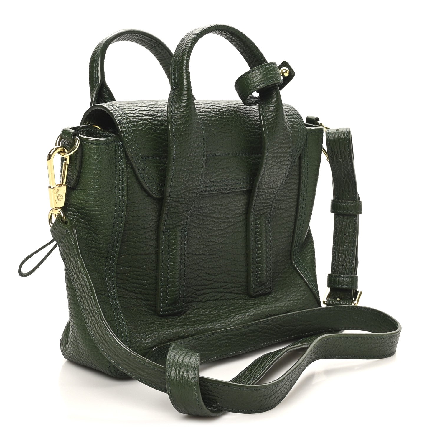 Textured Calfskin Mini Pashli Satchel Military Green