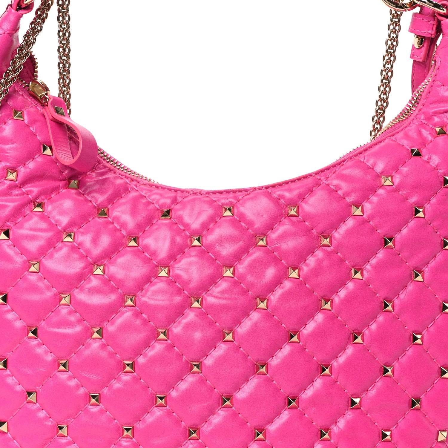 Nappa Small Rockstud Spike Hobo Fuxia