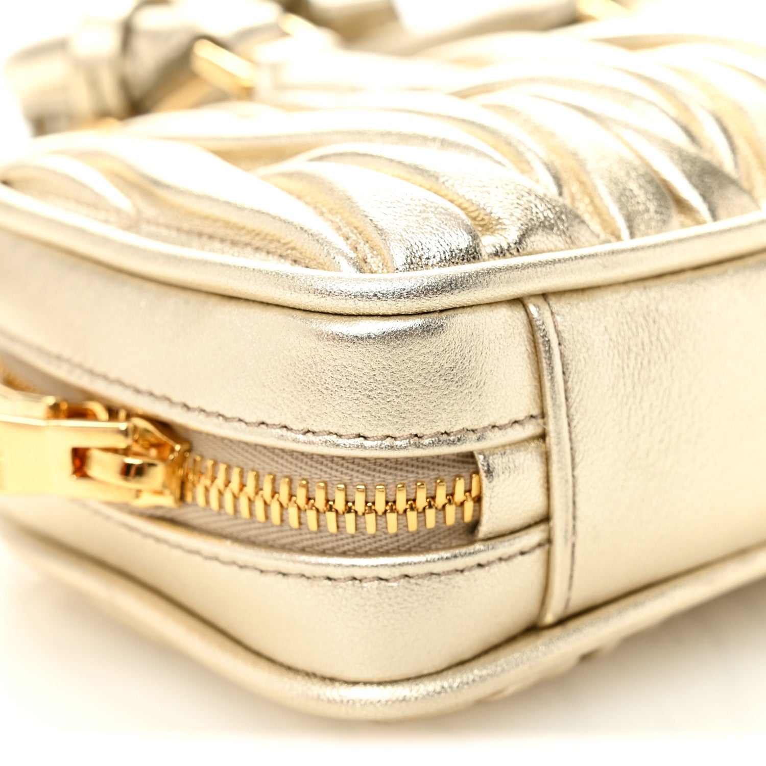 Metallic Nappa Matelasse Mini Arcadie Top Handle Bag Pirite