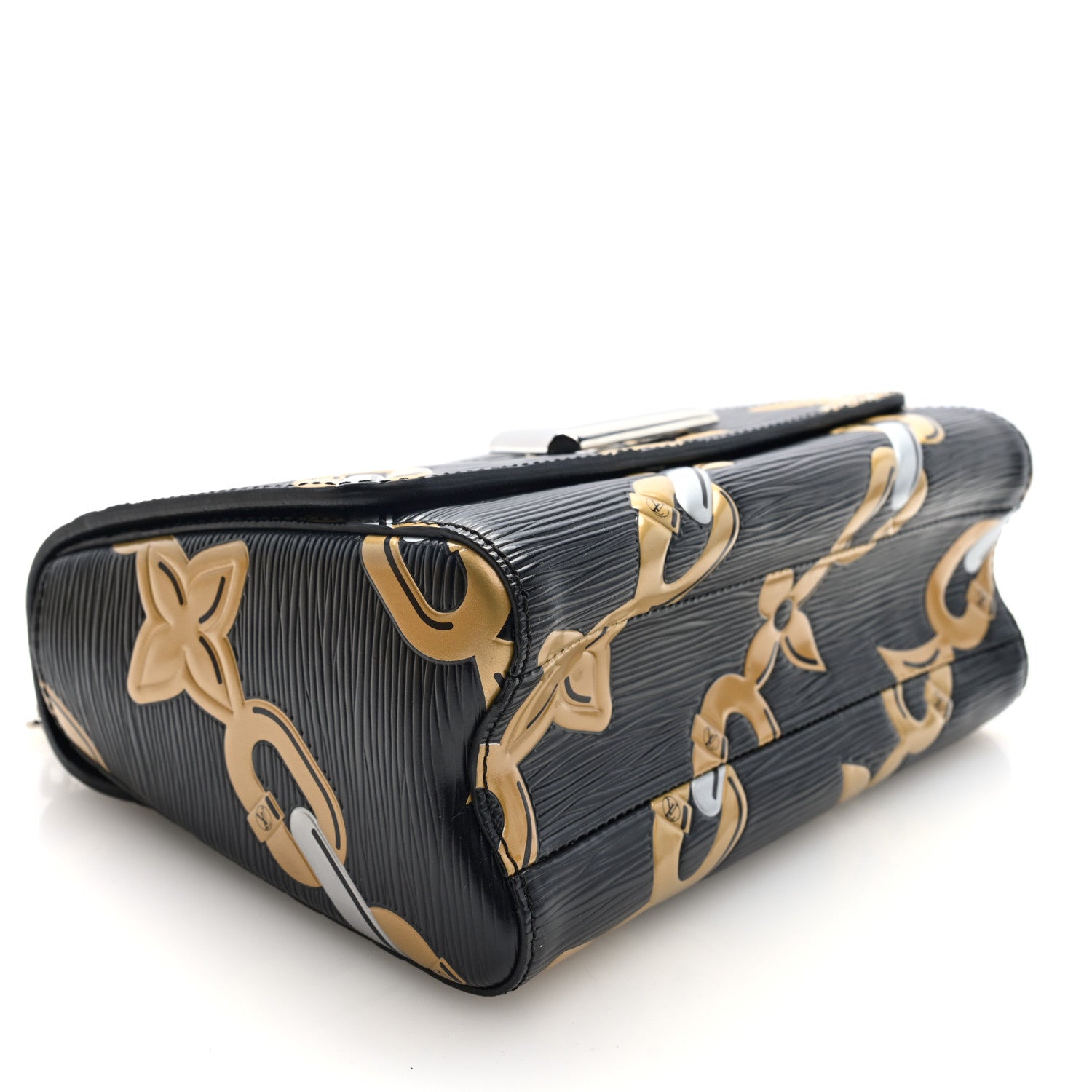 Epi Chain Flower Twist Shoulder Bag MM Black