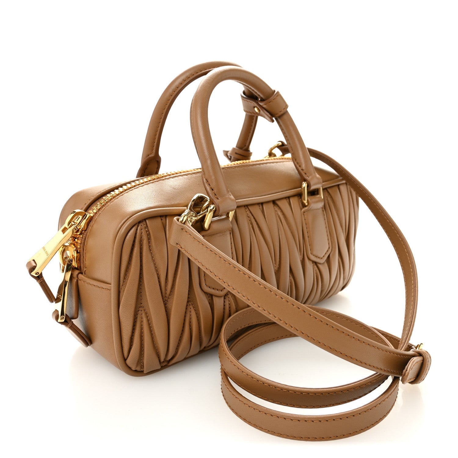 Nappa Matelasse Regular Arcadie Top Handle Bag Caramel