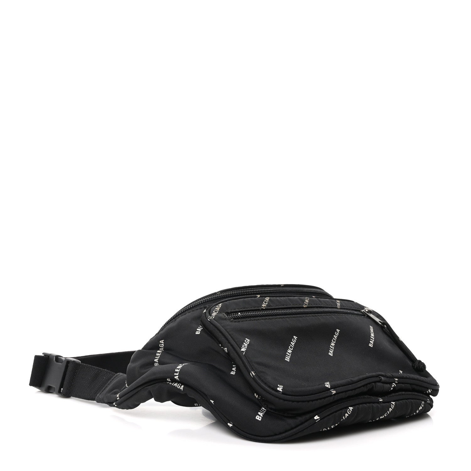 Twill Nylon Allover Logo Explorer Beltpack Black White