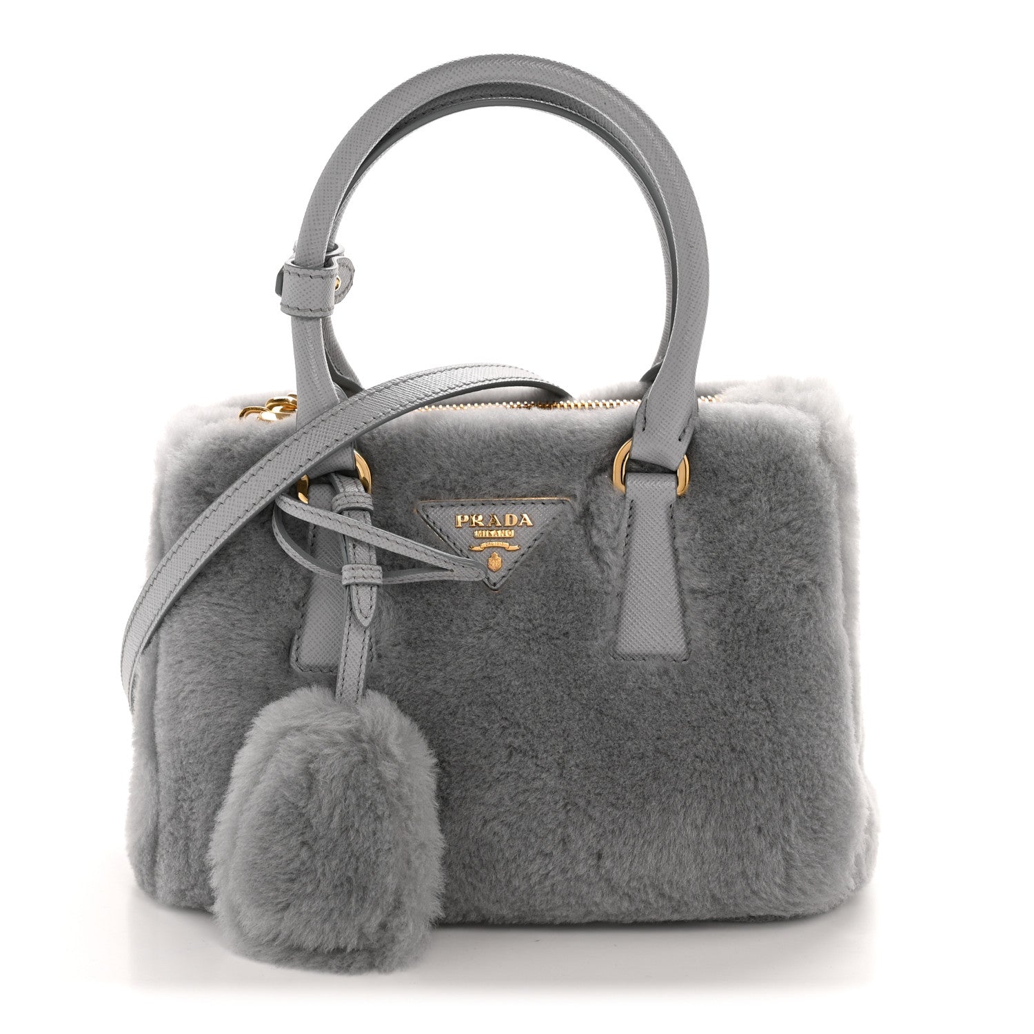 Shearling Mini Galleria Double Zip Tote Fiordaliso
