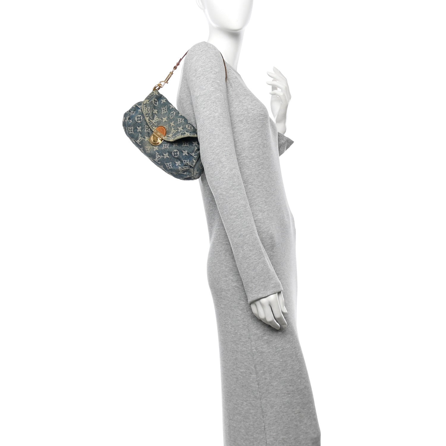 Monogram Denim Mini Pleaty Blue