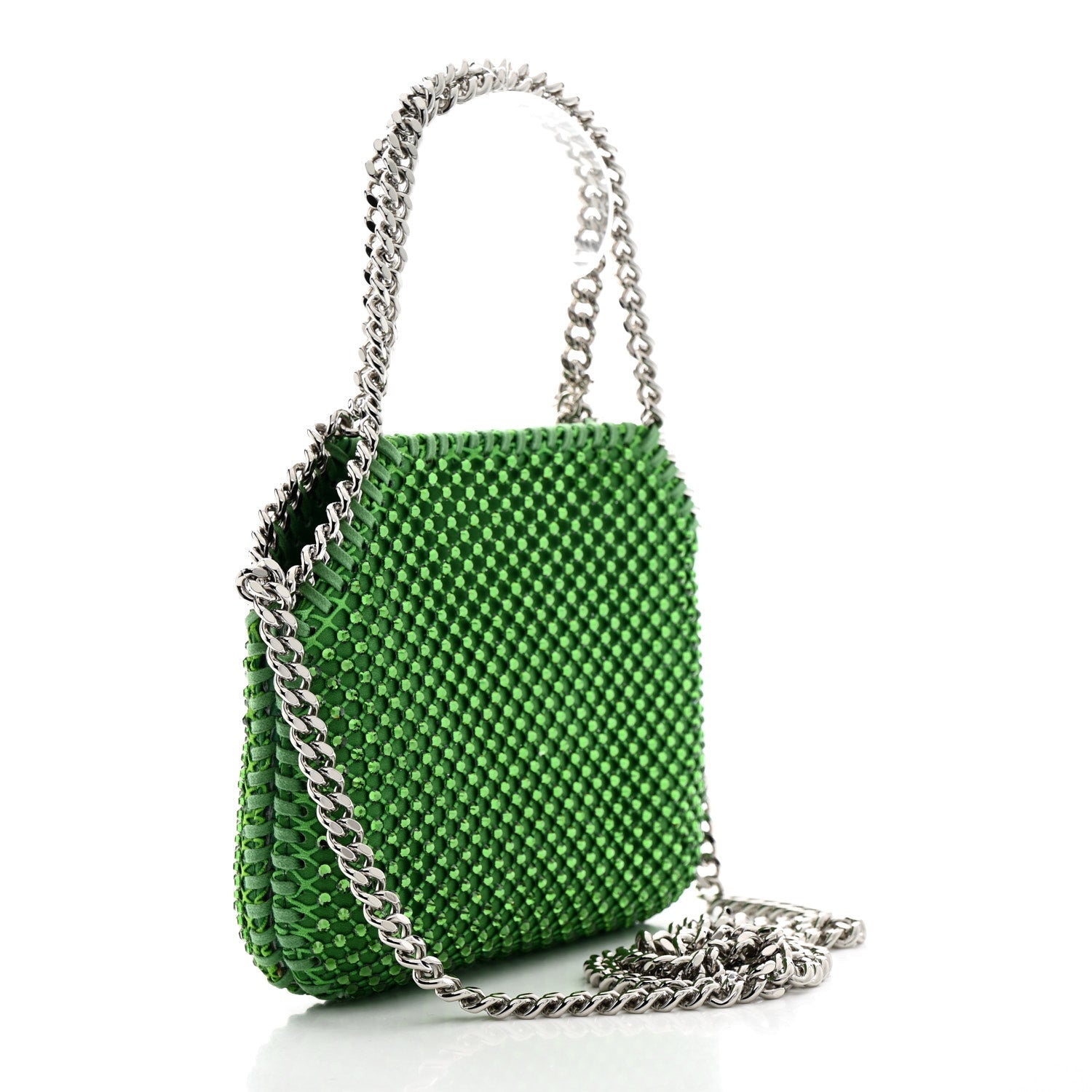Mesh Crystal Mini Falabella Crossbody Bag Green