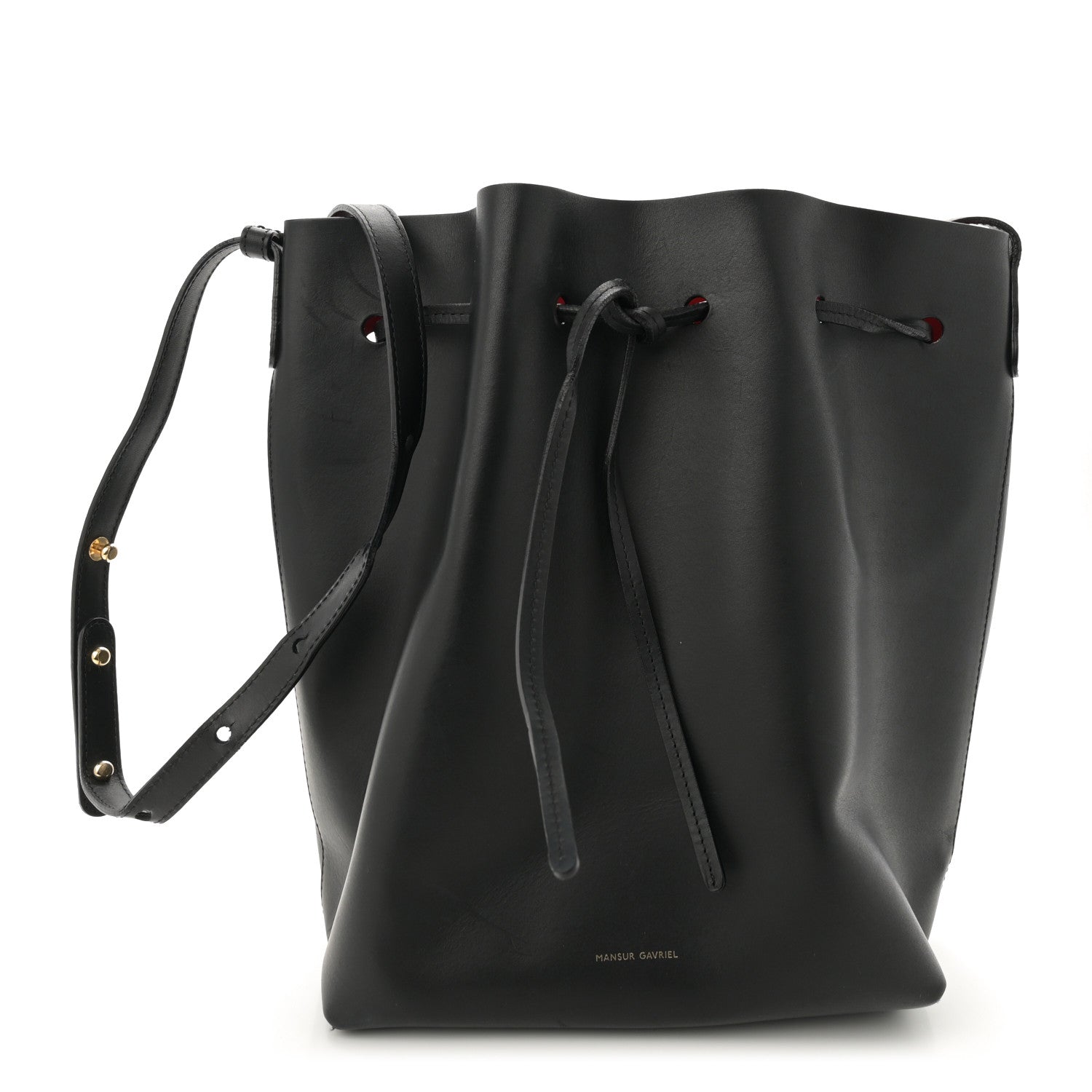Vegetable Tanned Calfskin Bucket Bag Black Flamma