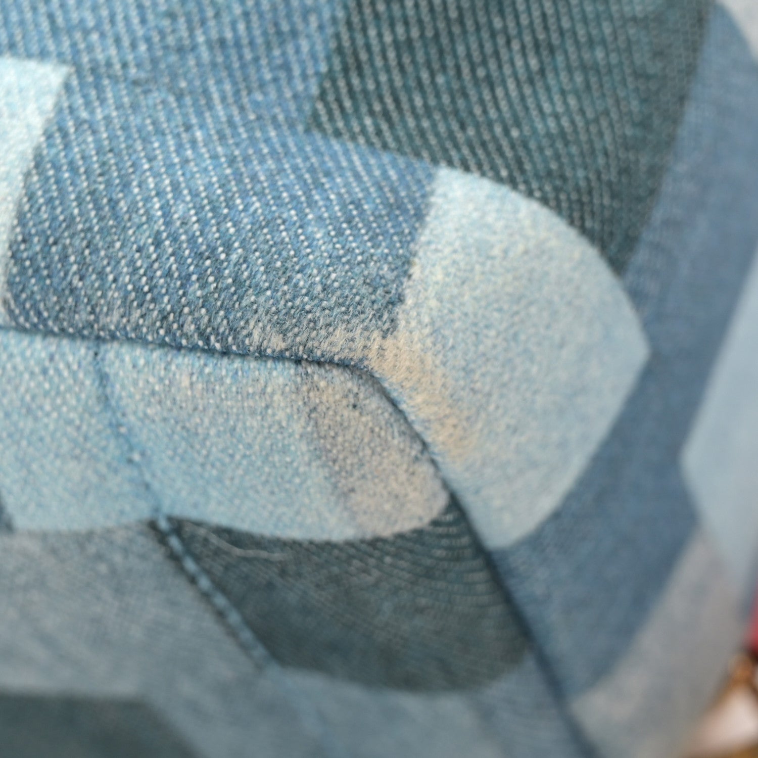 Denim Damier Monogram Patchwork Palm Springs Backpack Mini Blue Rouge