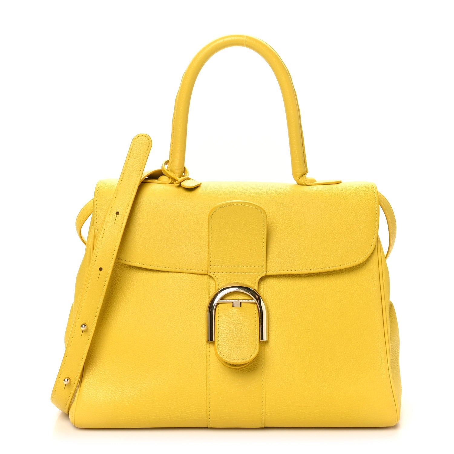 Grained Calfskin MM Brillant Satchel Yellow