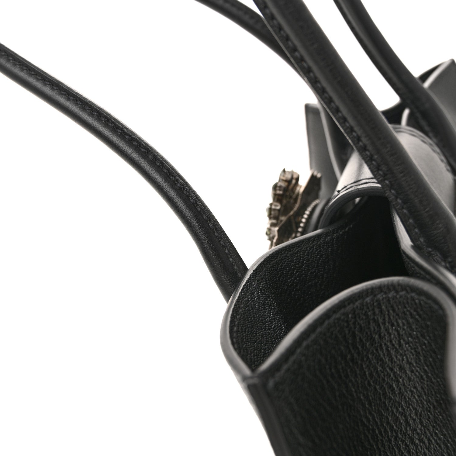 Goatskin Madras Soft Calf Crystal Embellished Tote Black