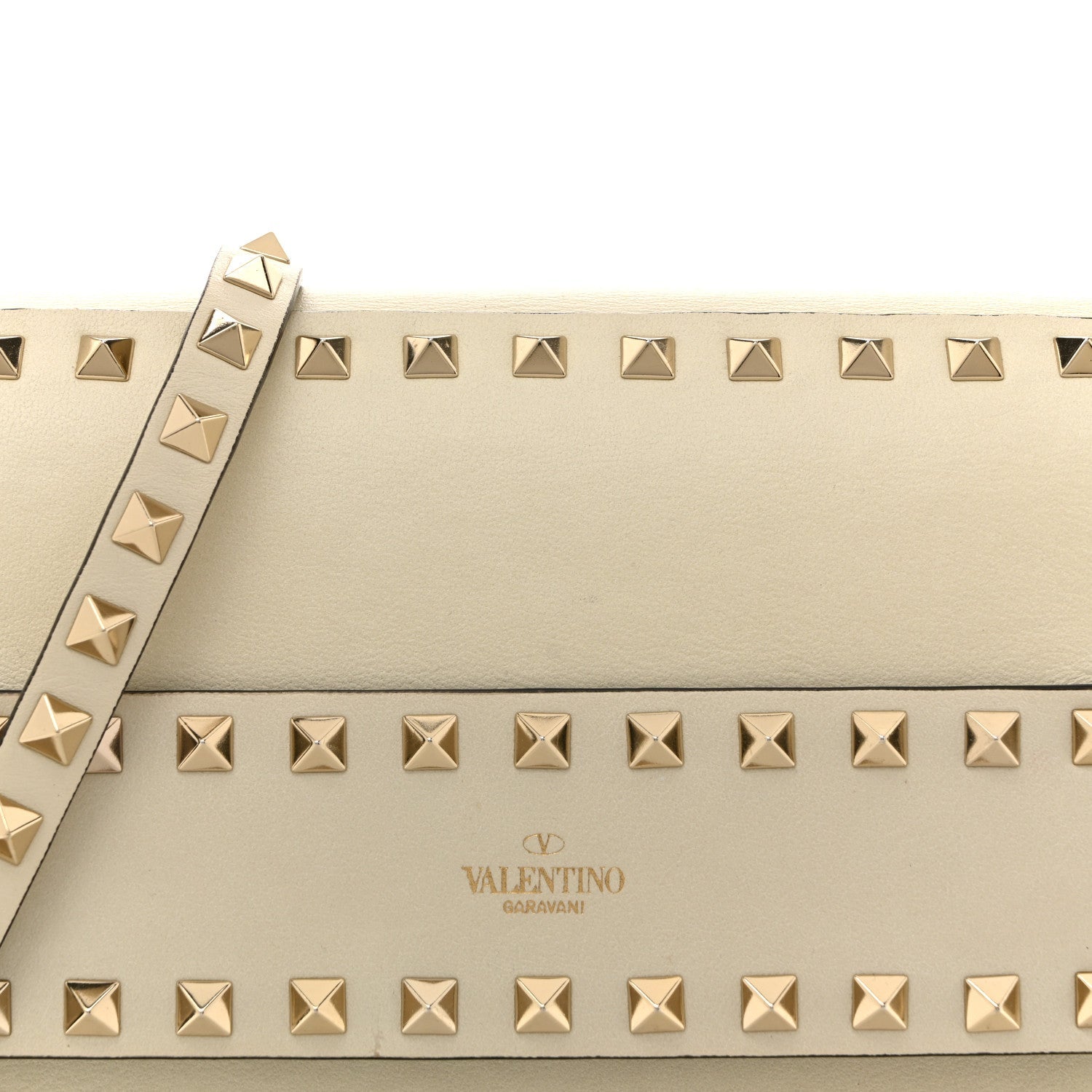 Vitello Small Rockstud Flap Crossbody Bag Light Ivory