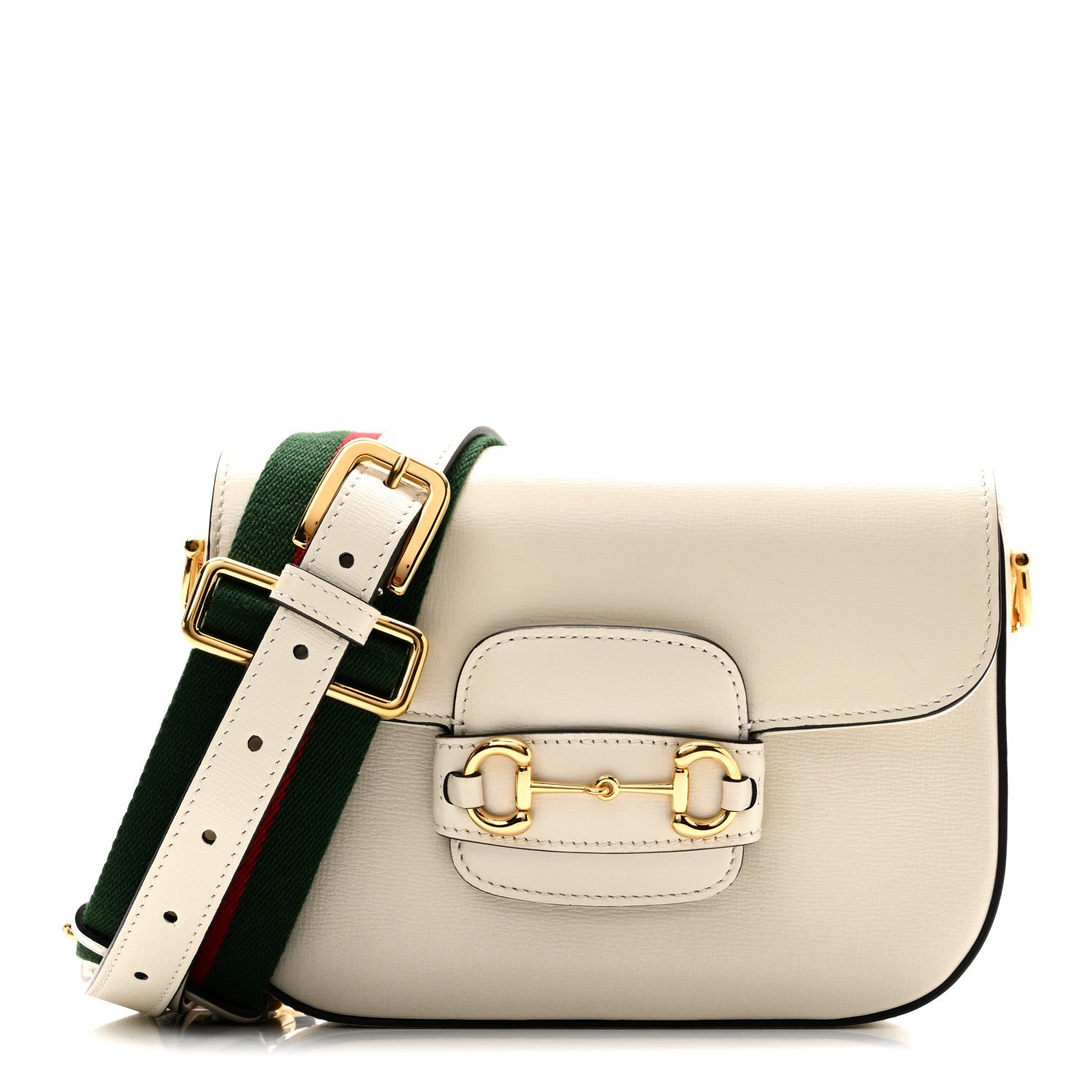 Azalea Calfskin Web Mini Horsebit 1955 Shoulder Bag Mystic White