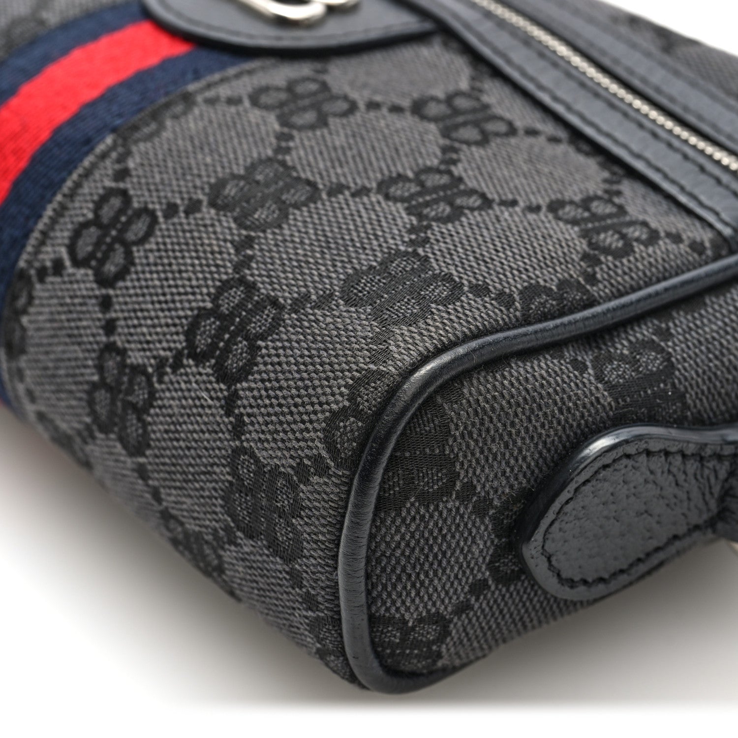 X BALENCIAGA BB Monogram Web Mini Ophidia Shoulder Bag Black