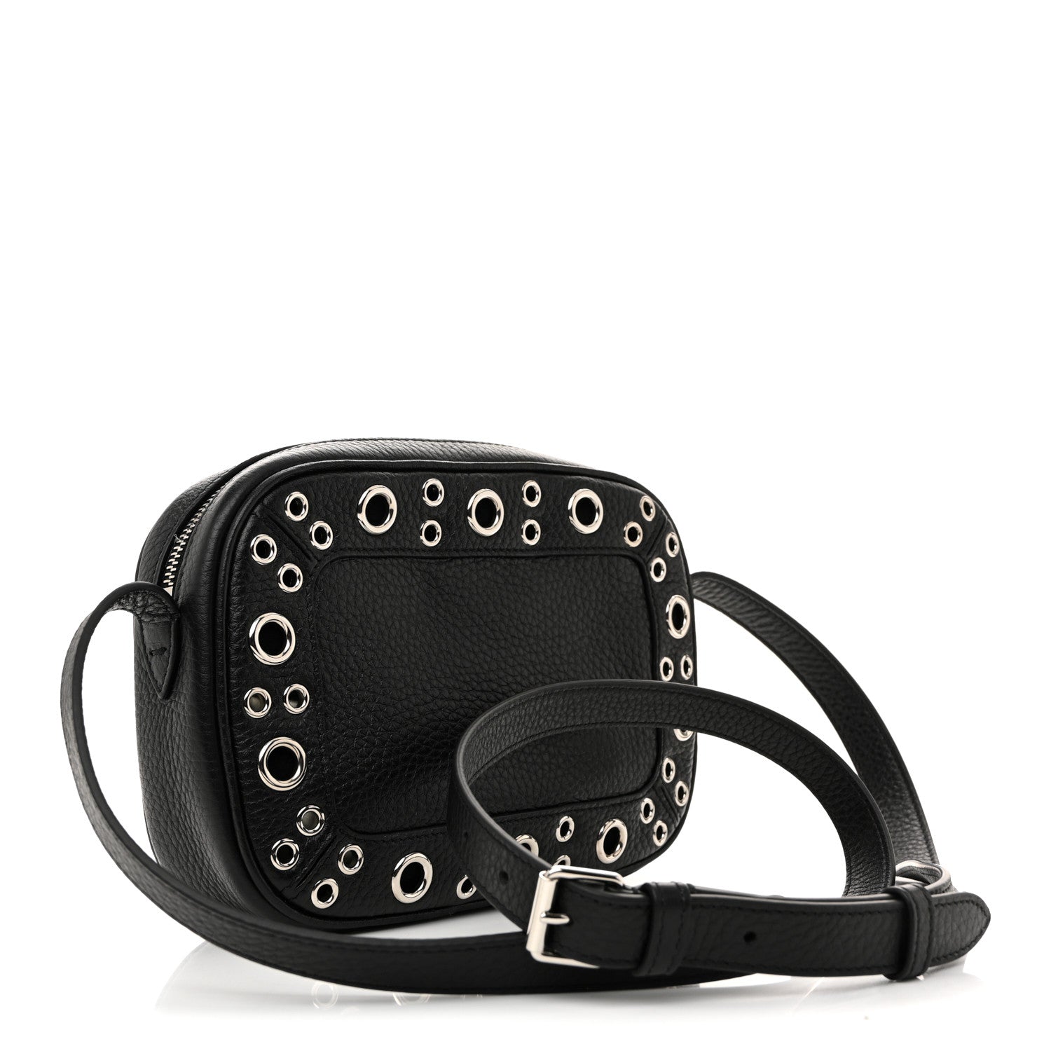 Grainy Calfskin Studded Nellcote Crossbody Bag Black
