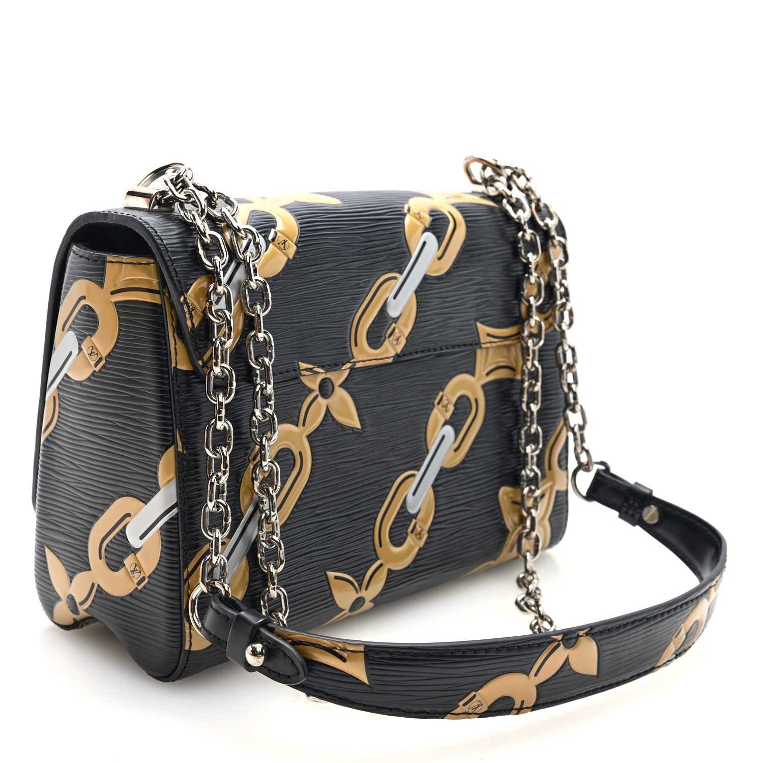 Epi Chain Flower Twist Shoulder Bag MM Black
