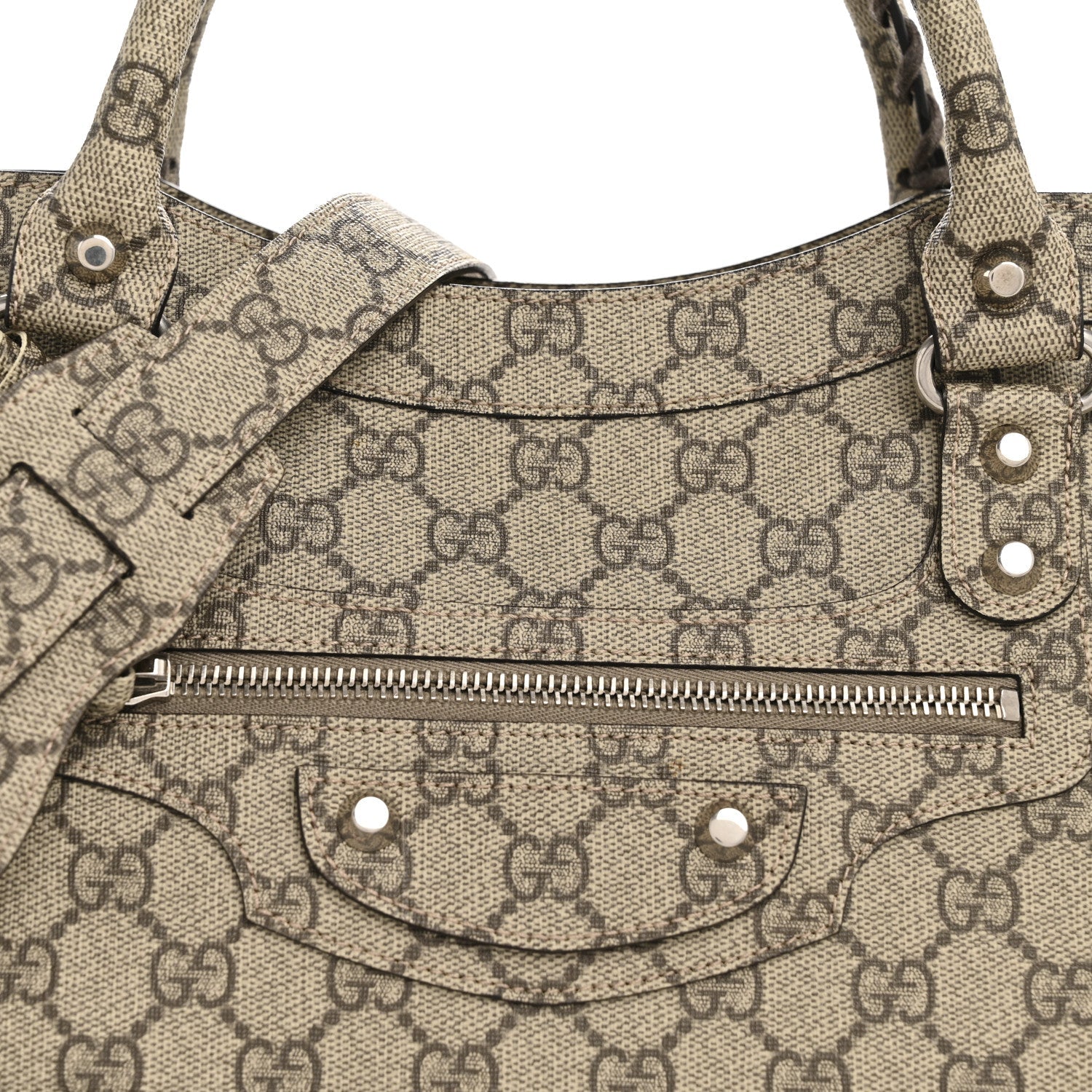 X GUCCI GG Supreme Monogram Neo Classic Silver Hardware City Beige Ebony