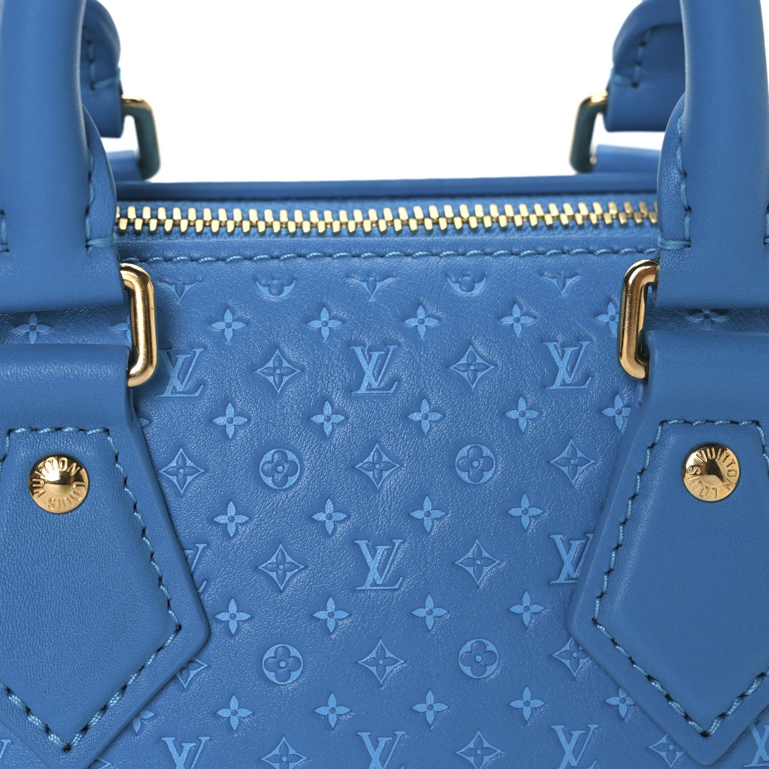 Calfskin Nanogram Embossed Speedy Bandouliere 20 Blue