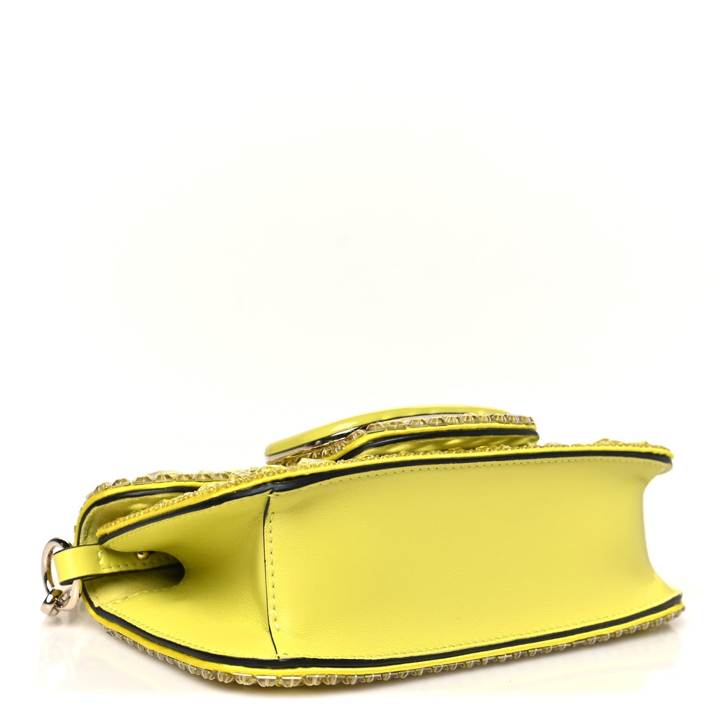 Crystal Nappa Enamel Vlogo Small Loco Shoulder Bag Lemon Cedar