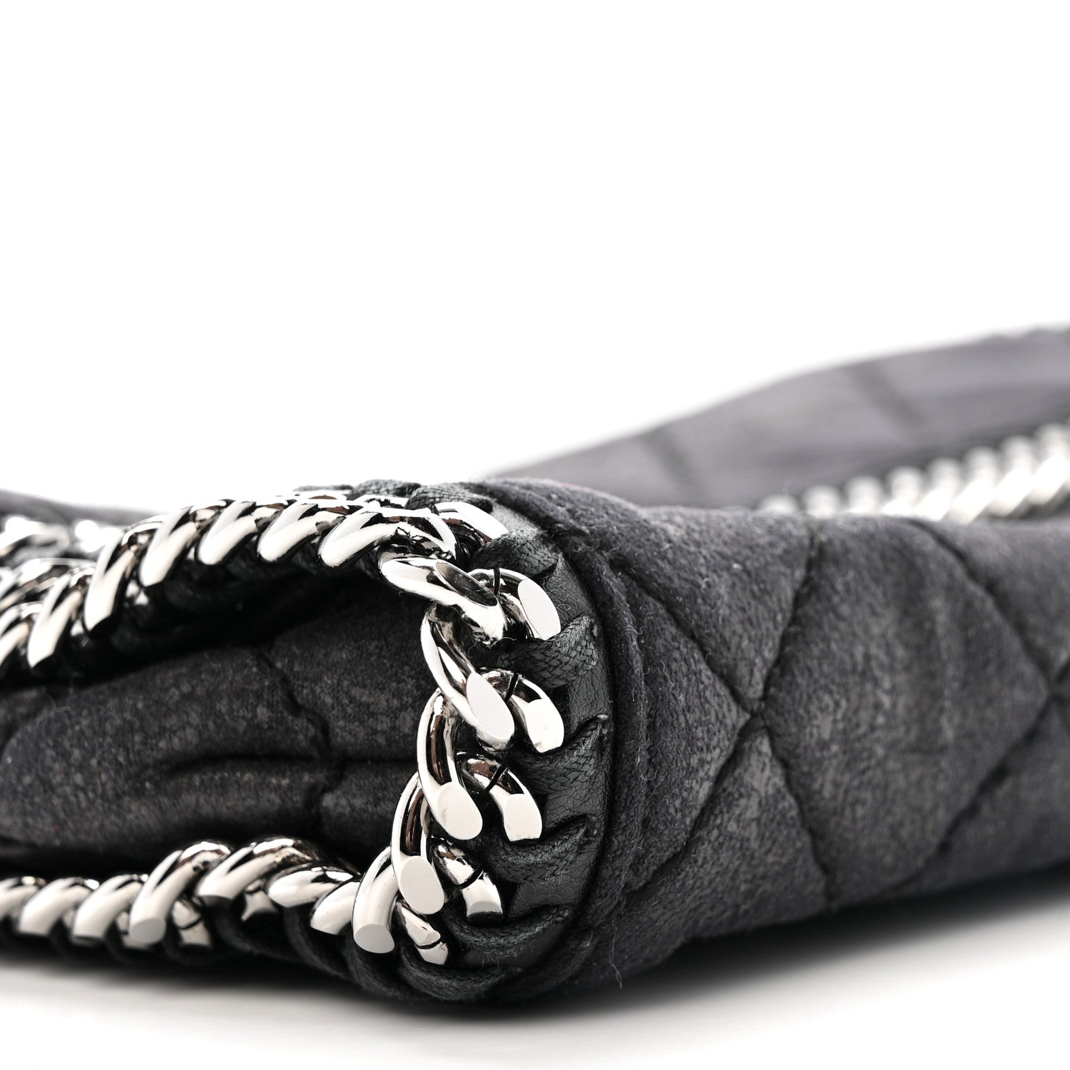 Shaggy Deer Quilted Falabella Fold Over Clutch Black