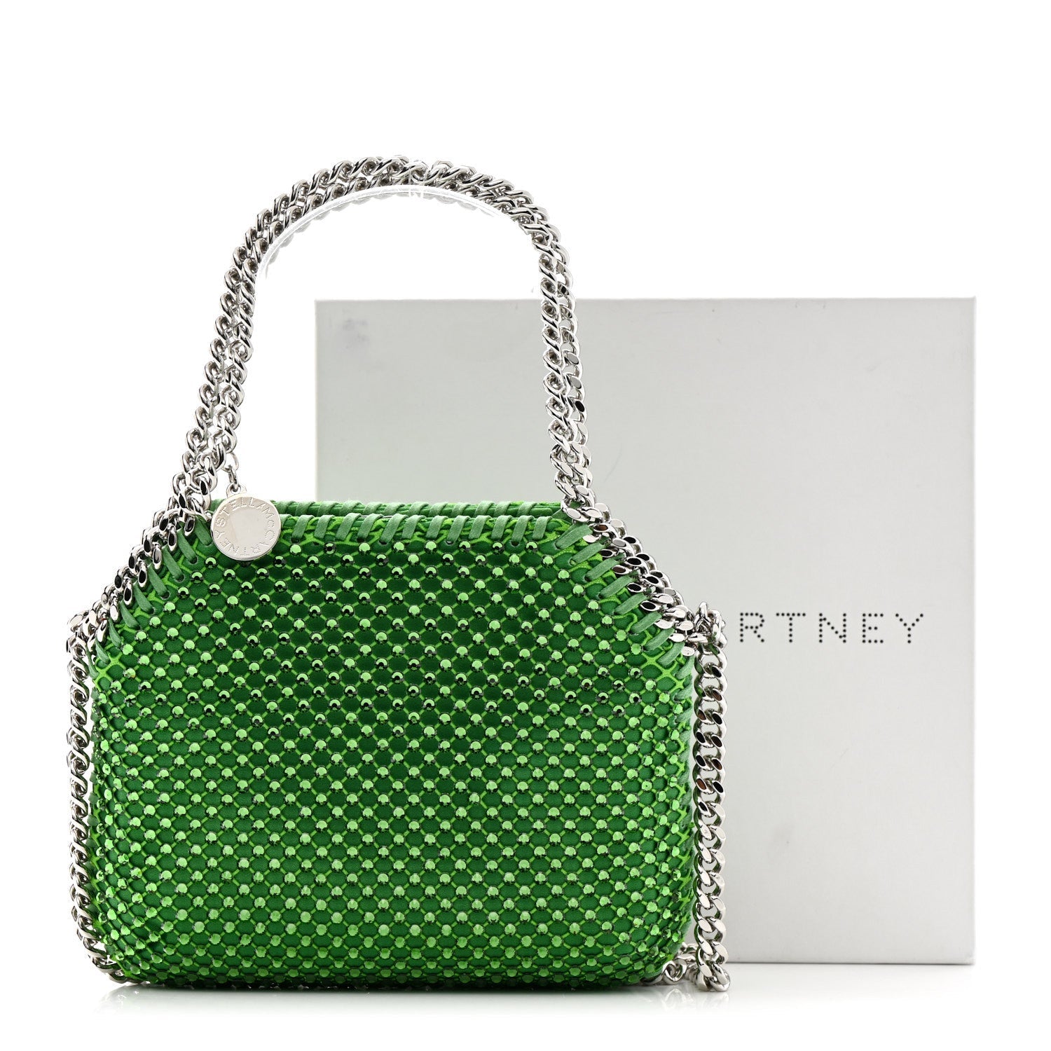 Mesh Crystal Mini Falabella Crossbody Bag Green