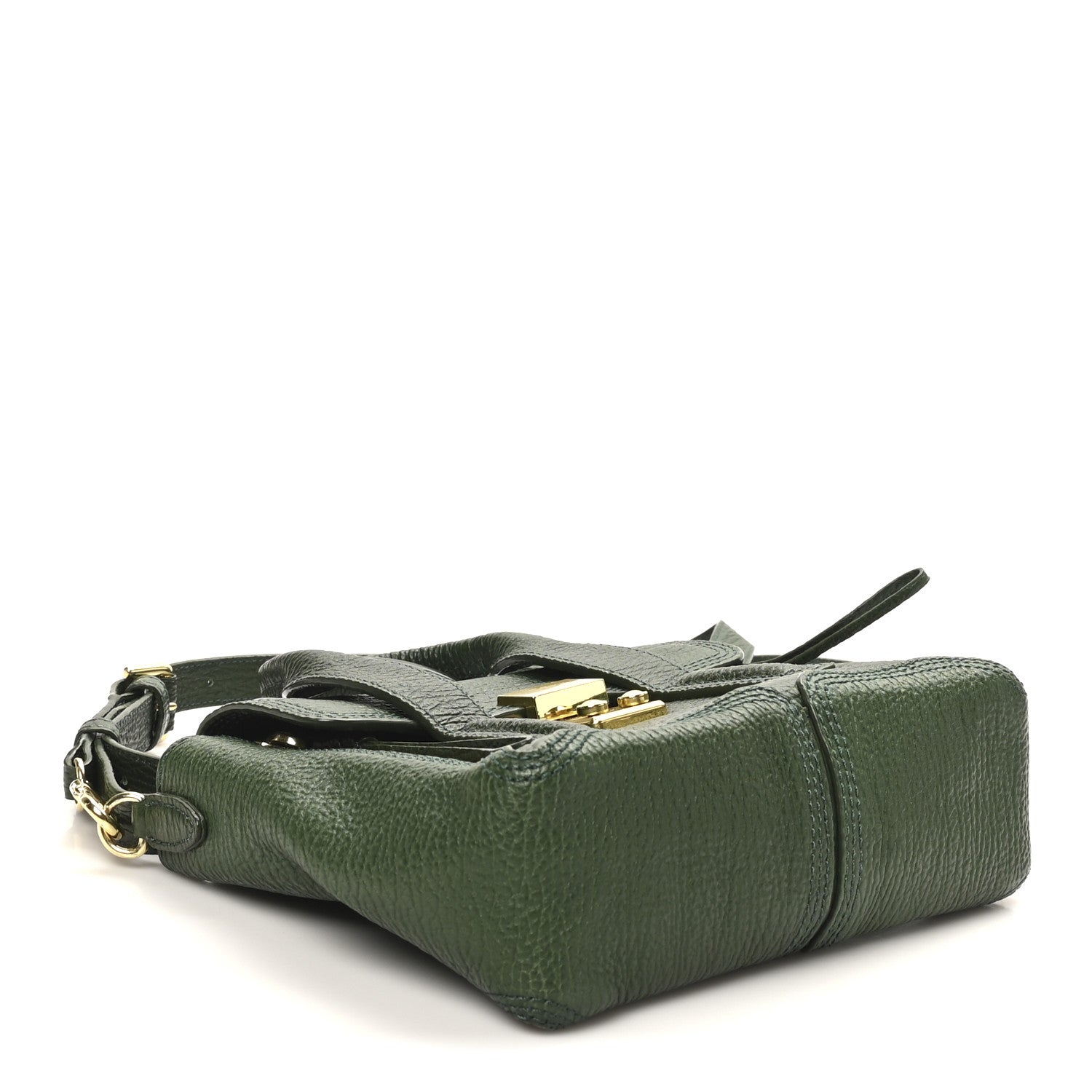 Textured Calfskin Mini Pashli Satchel Military Green