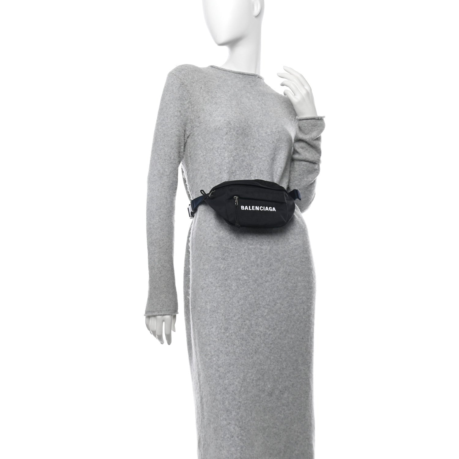 Sport Nylon Logo Embroidered Wheel Belt Bag Black White