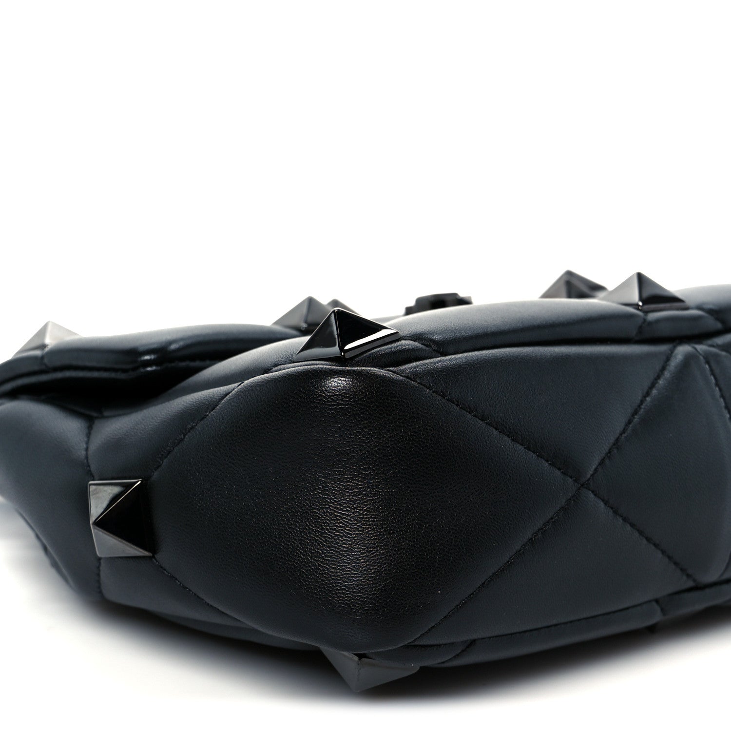 Nappa Monochrome Medium Roman Stud Shoulder Bag Black