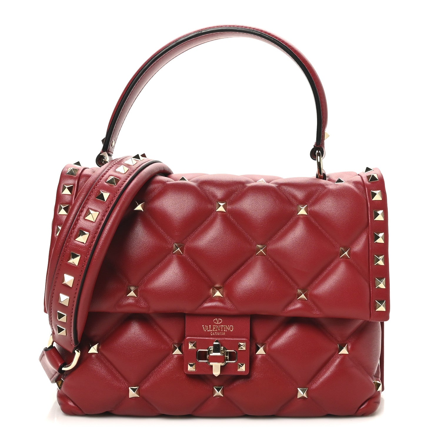 Nappa Medium Candystud Top Handle Bag Rosso Valentino