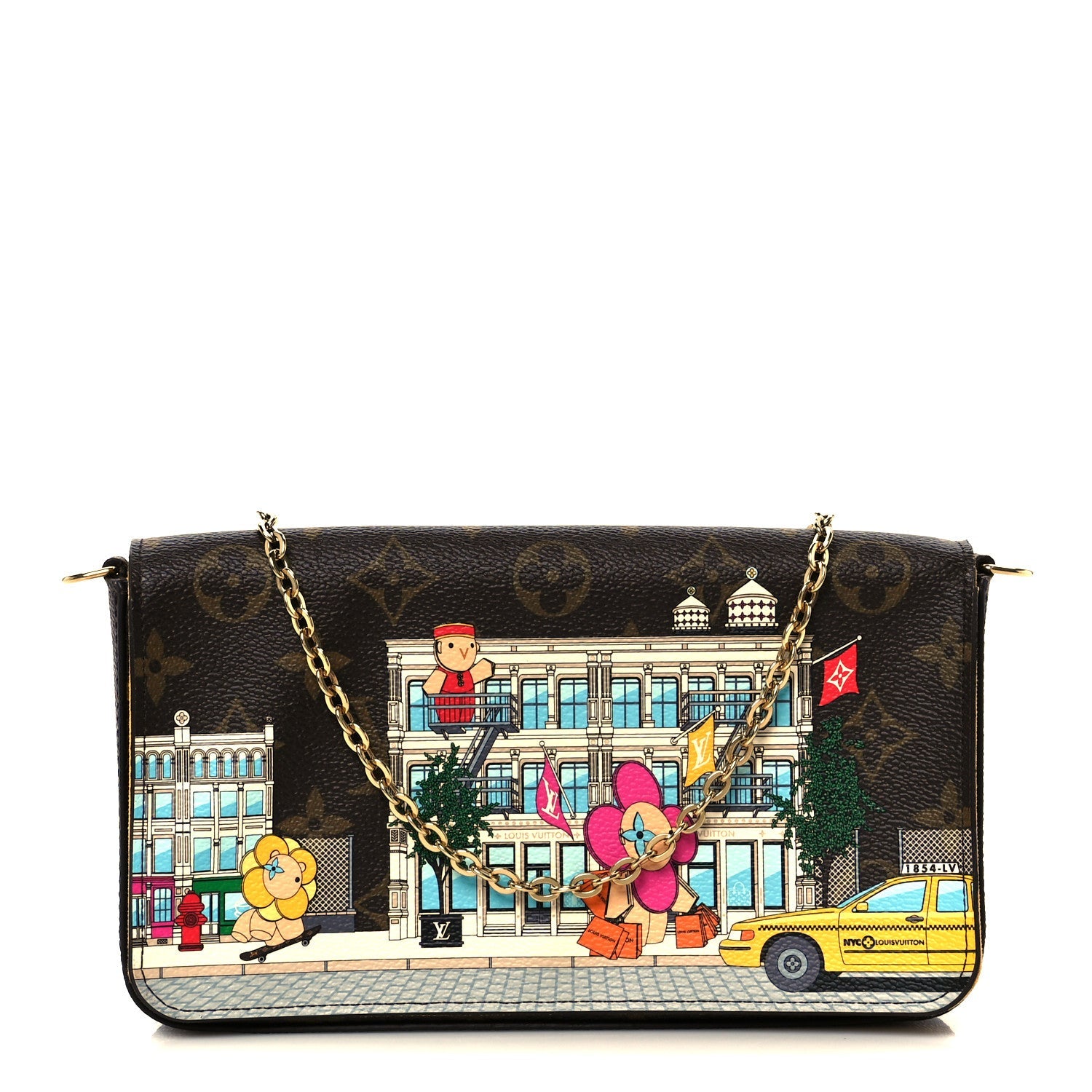 Monogram 2022 Christmas Animation New York Soho Pochette Felicie Chain Wallet Yellow