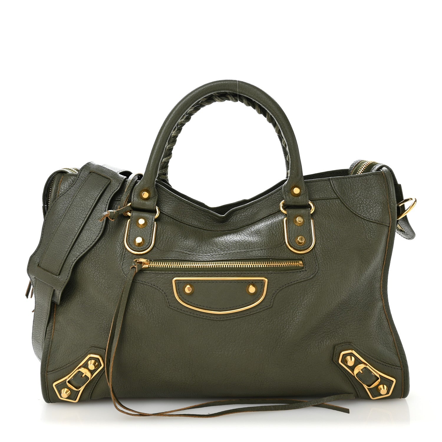 Chevre Gold Metallic Edge Hardware City Vert Lichen