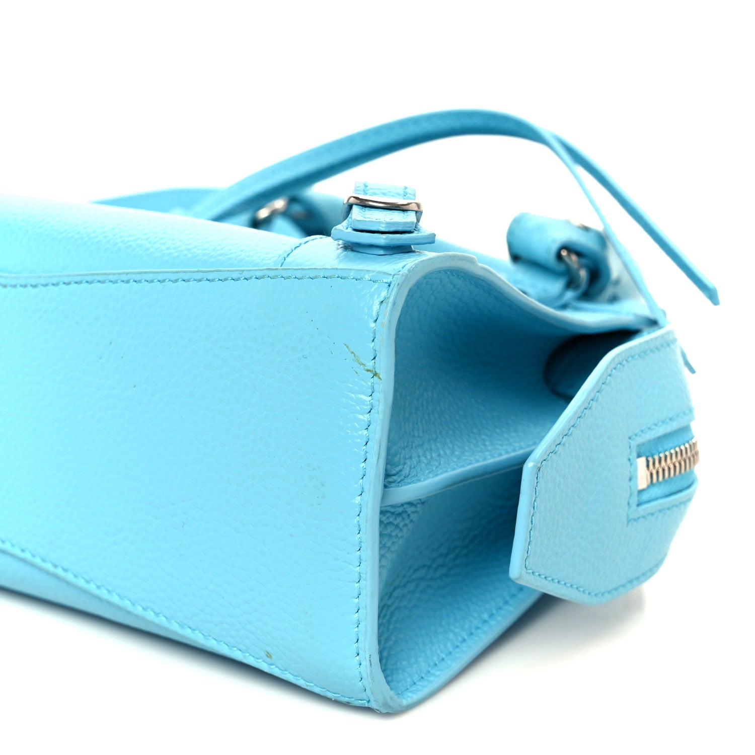 Grained Calfskin Neo Classic Silver Hardware Mini City Azur