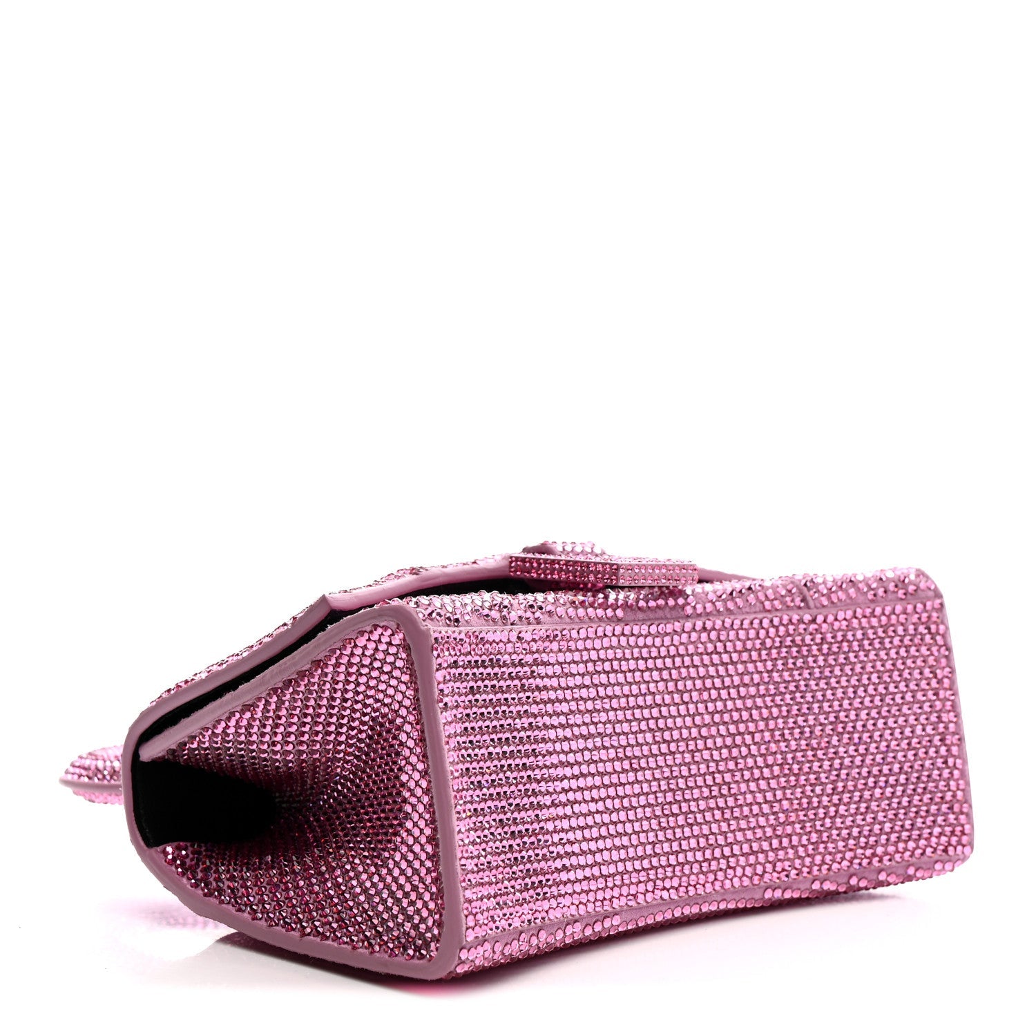 Strass Suede Hourglass Top Handle Bag XS Pink
