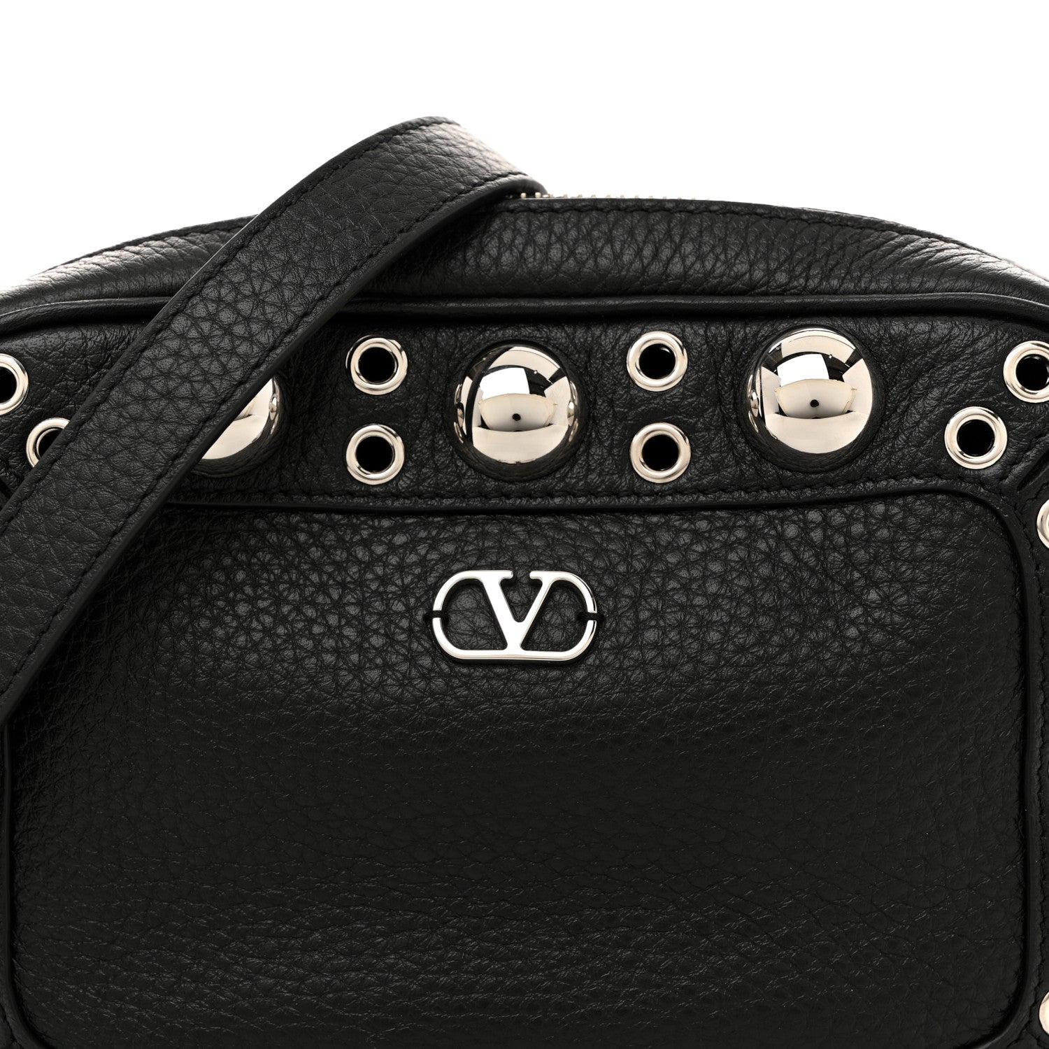 Grainy Calfskin Studded Nellcote Crossbody Bag Black