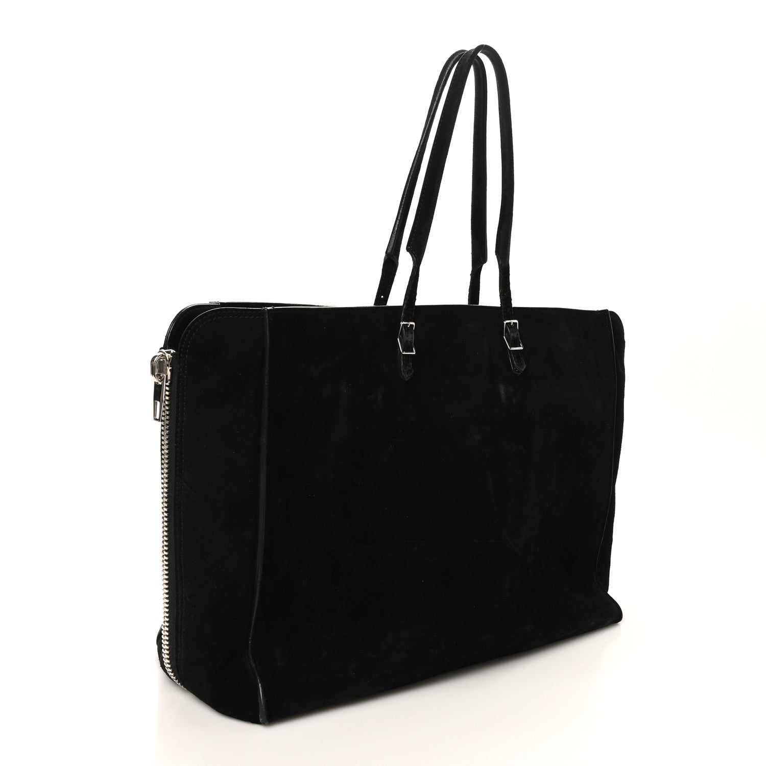 Daim Suede Plate Hardware Papier A6 Zip Around Tote Black