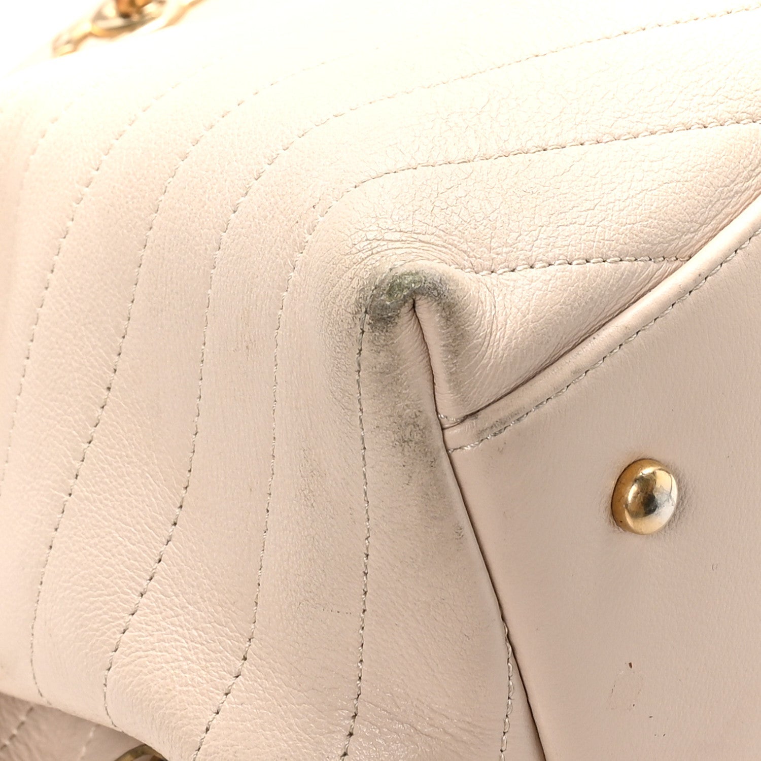 Calfskin Elaphe Stitched Large Chevron Chic Shopping Bag Beige