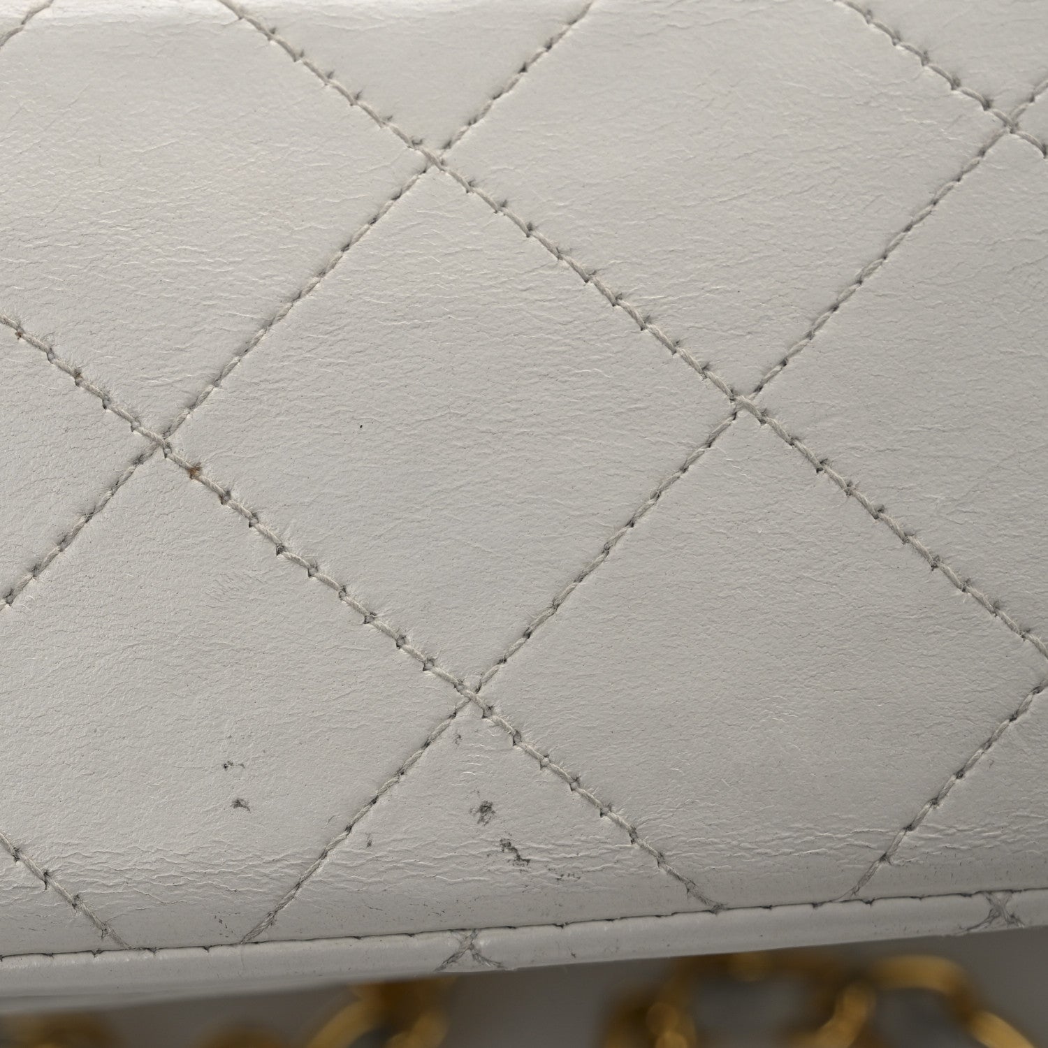 Lambskin Quilted Mini Square Flap White