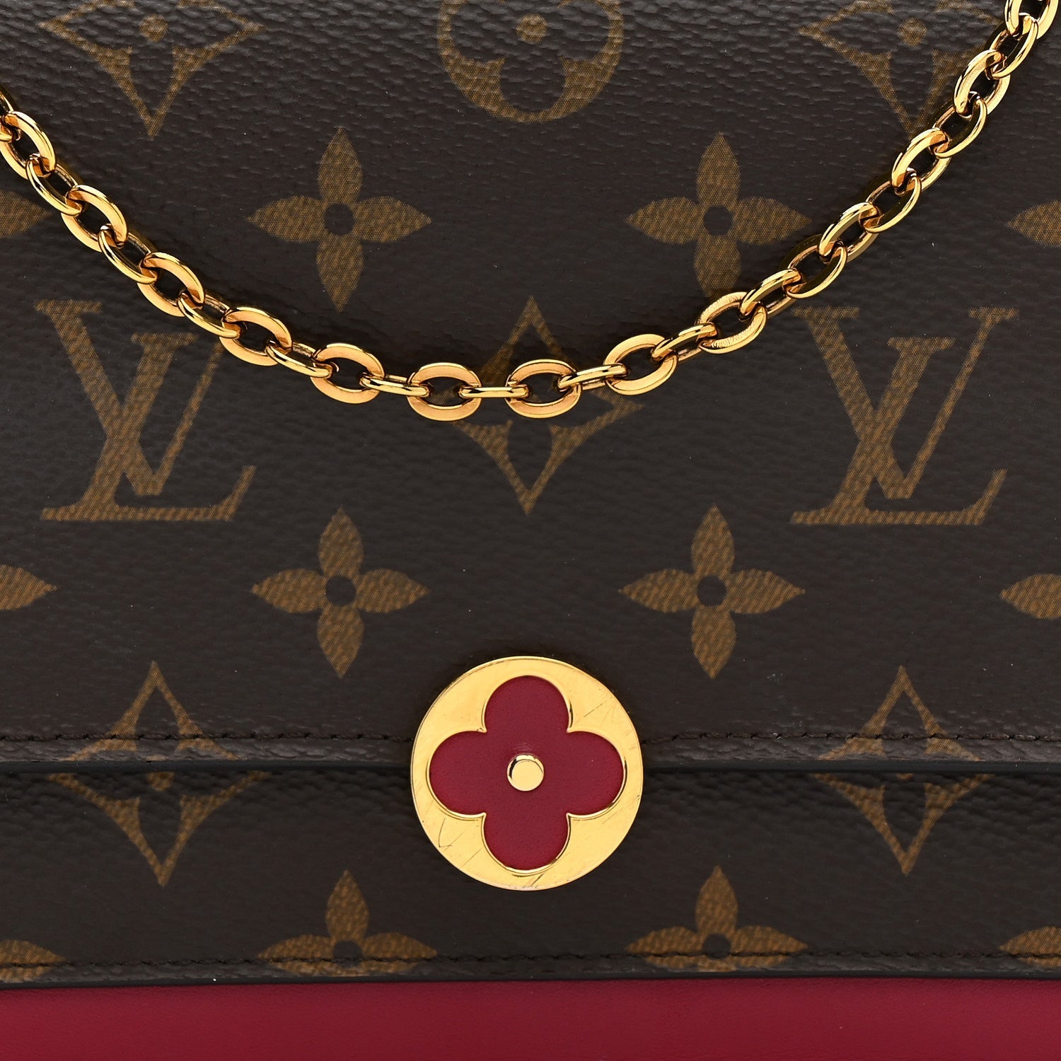 Monogram Flore Chain Wallet Fuchsia