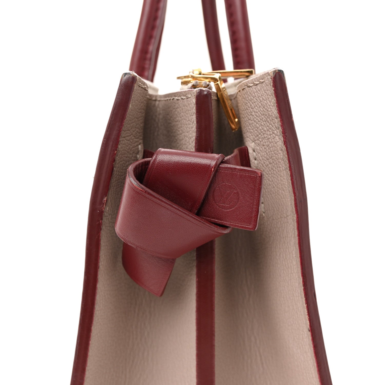 Monogram Cuir Plume Very Tote MM Mastic Raisin