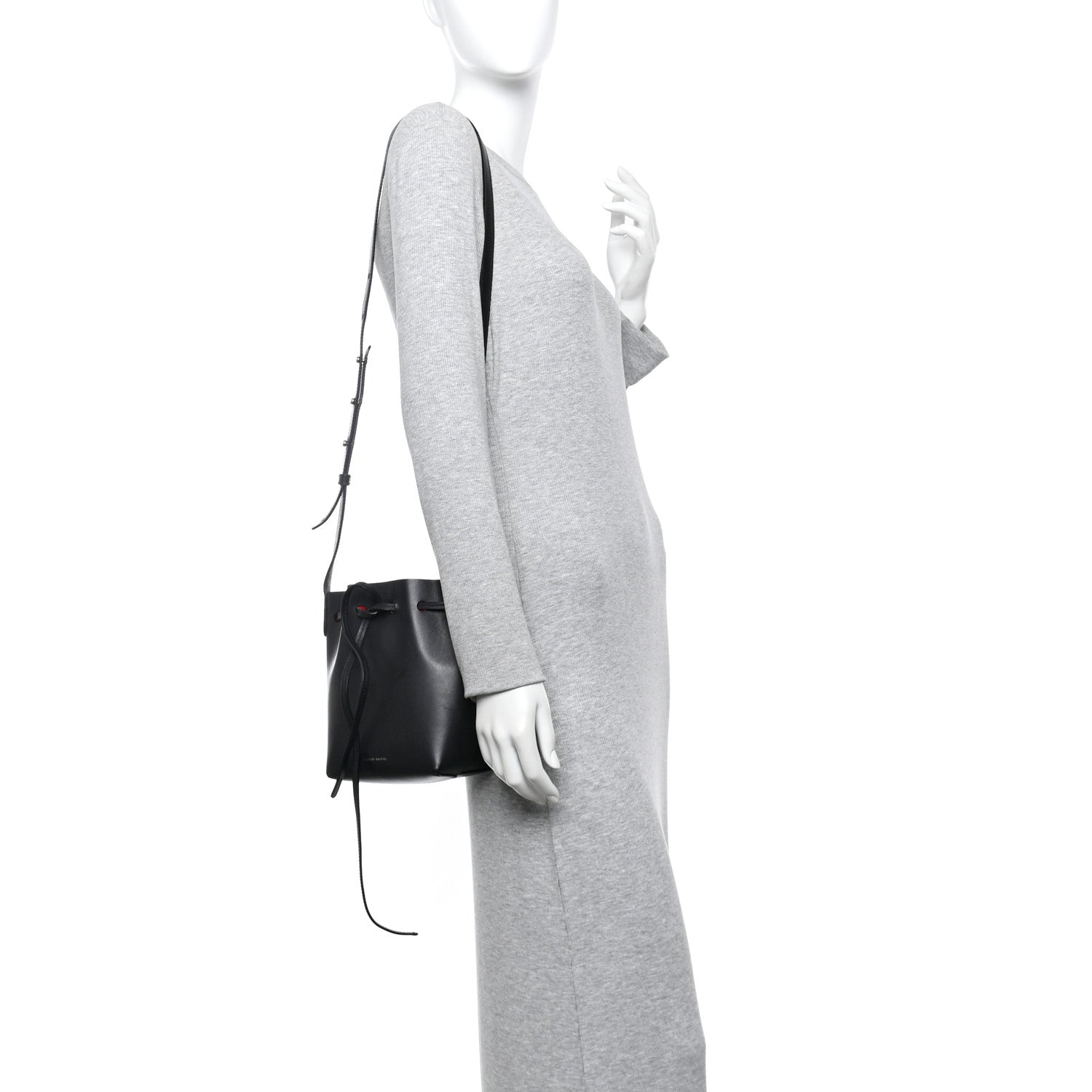 Vegetable Tanned Calfskin Mini Mini Bucket Bag Black Flamma