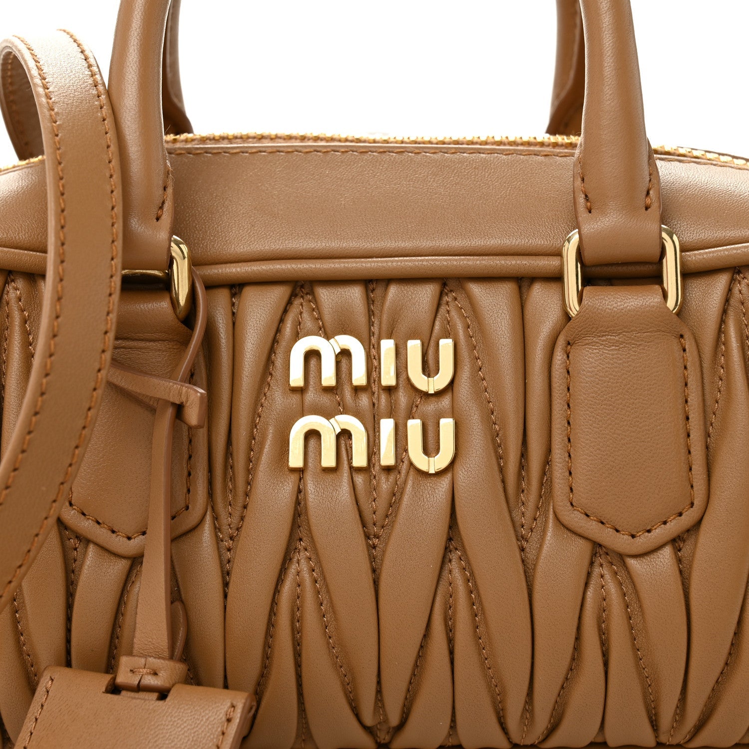 Nappa Matelasse Regular Arcadie Top Handle Bag Caramel