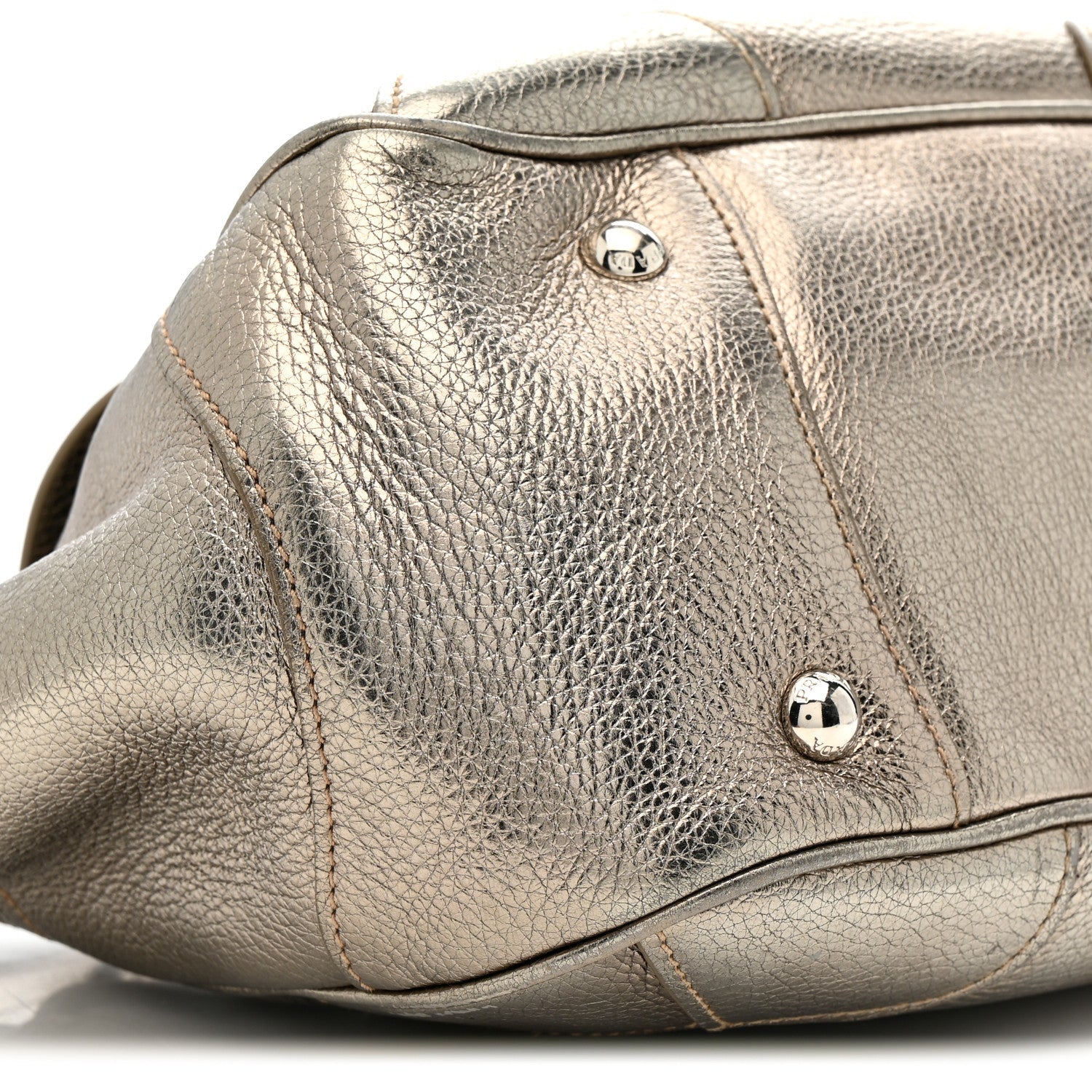 Metallic Vitello Daino Pushlock Shoulder Bag Peltro