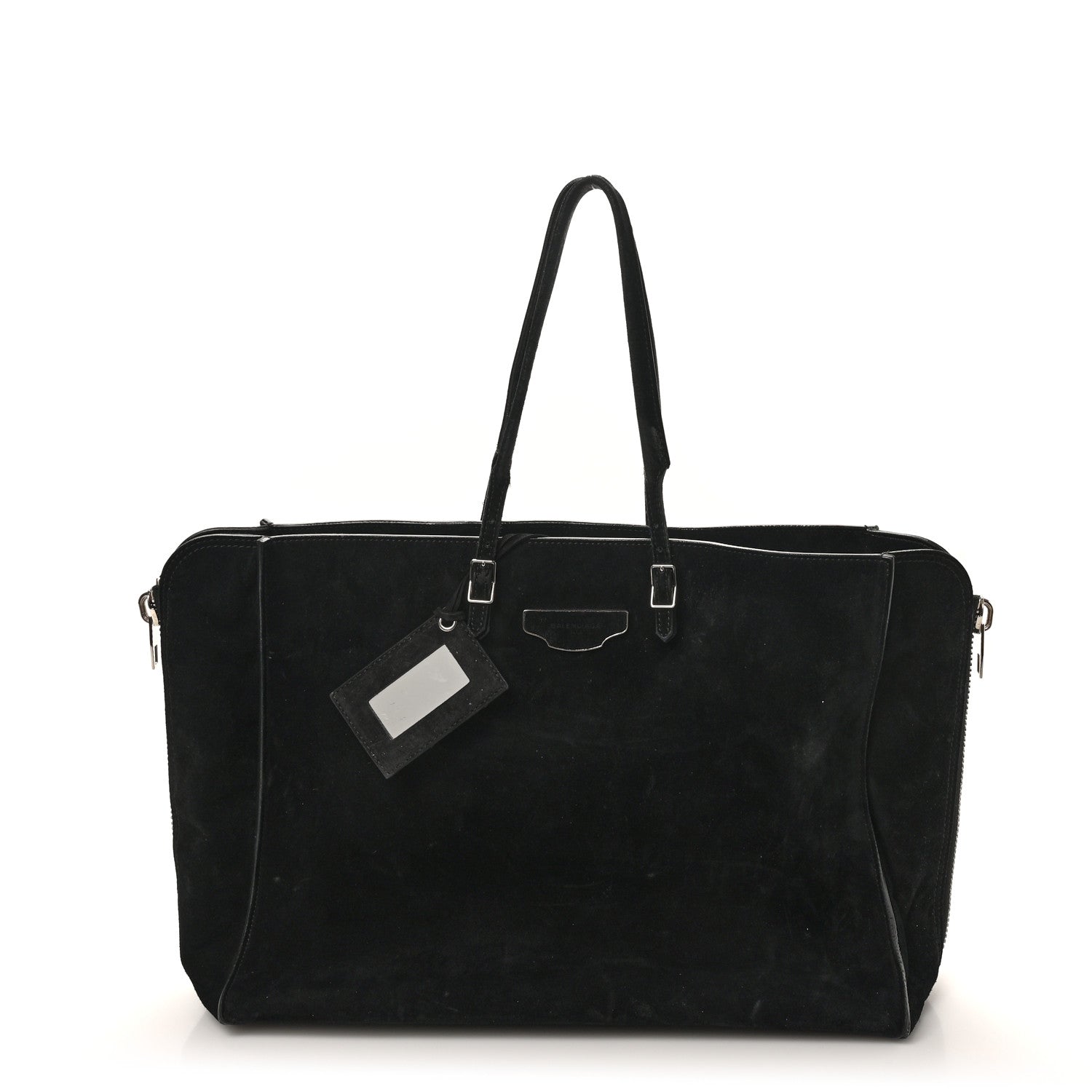 Daim Suede Plate Hardware Papier A6 Zip Around Tote Black